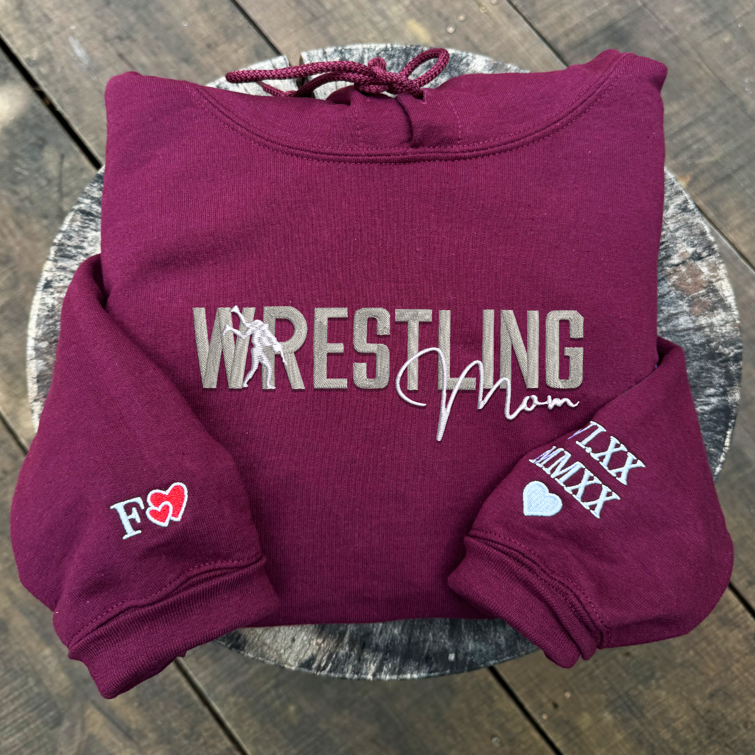 Minimalist Wrestling Mom Embroidered Names Sweatshirt - Warm & Stylish