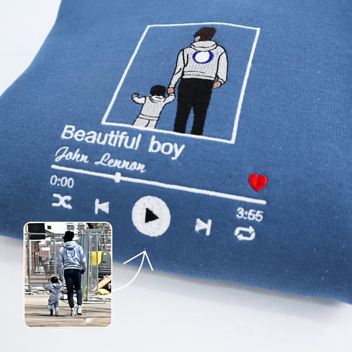 Personalized Dad and Son Embroidered Photo T-Shirt Gift Set