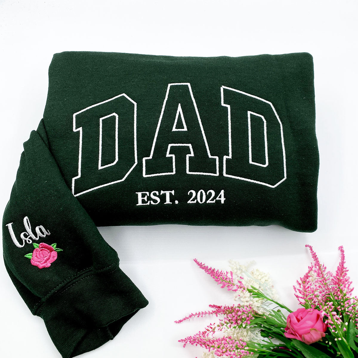 Personalized Uncle Membership Varsity Sweatshirt in Forest Green