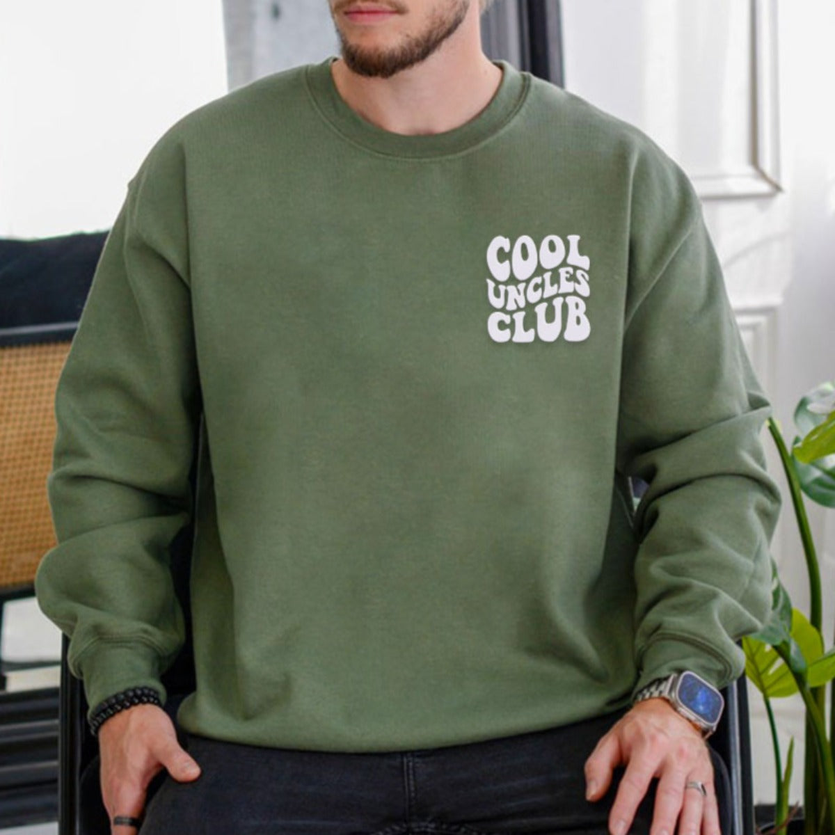 Cool Uncle Club Embroidered Sweatshirt, Personalized Gift