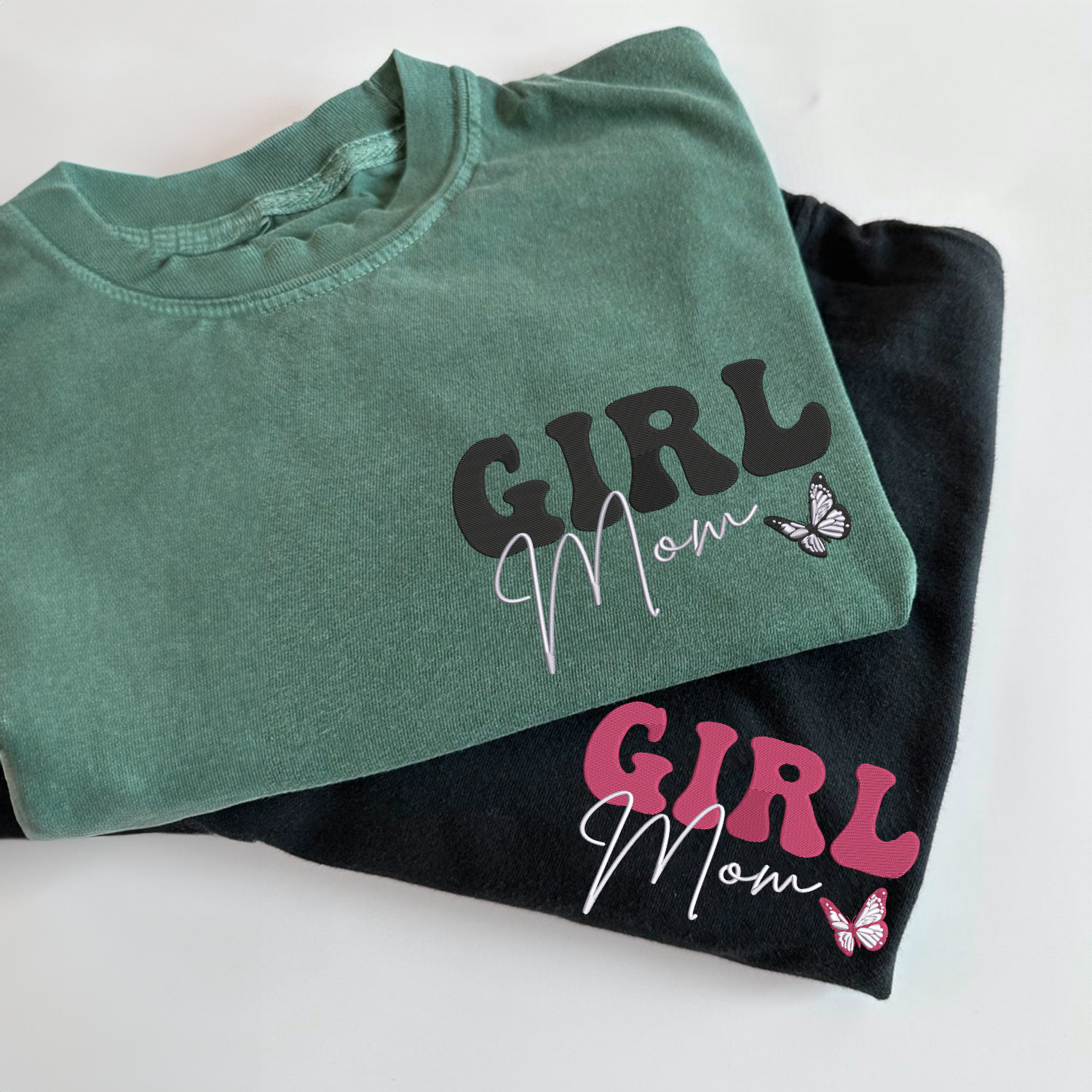 Embroidered Girl Mom Comfort Shirt | Personalized Kids Name