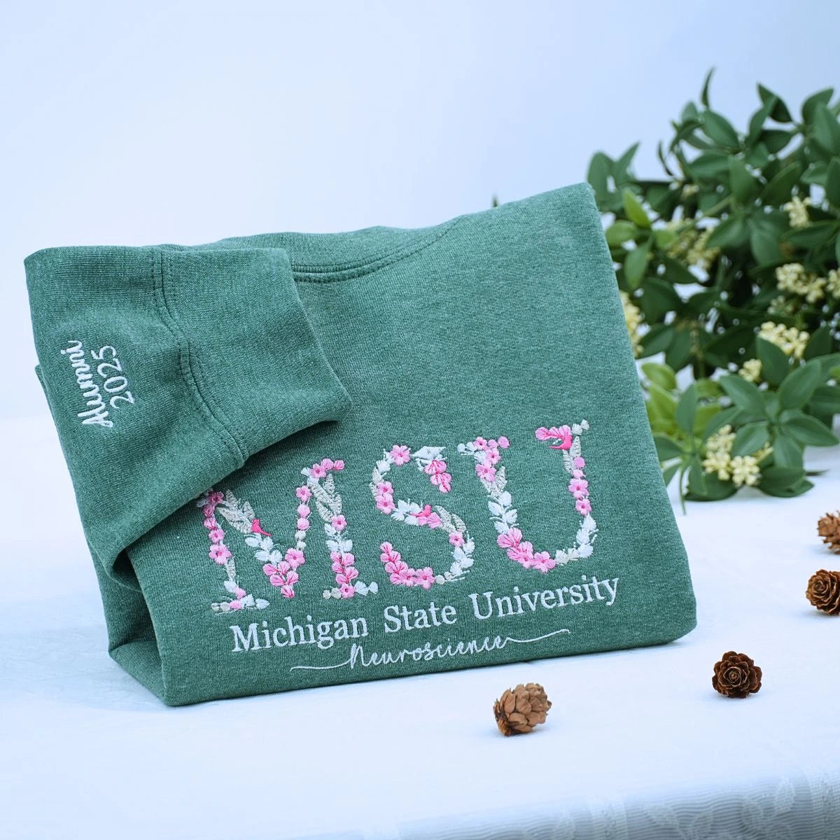 Custom Floral College Sweatshirt for Academic Pride