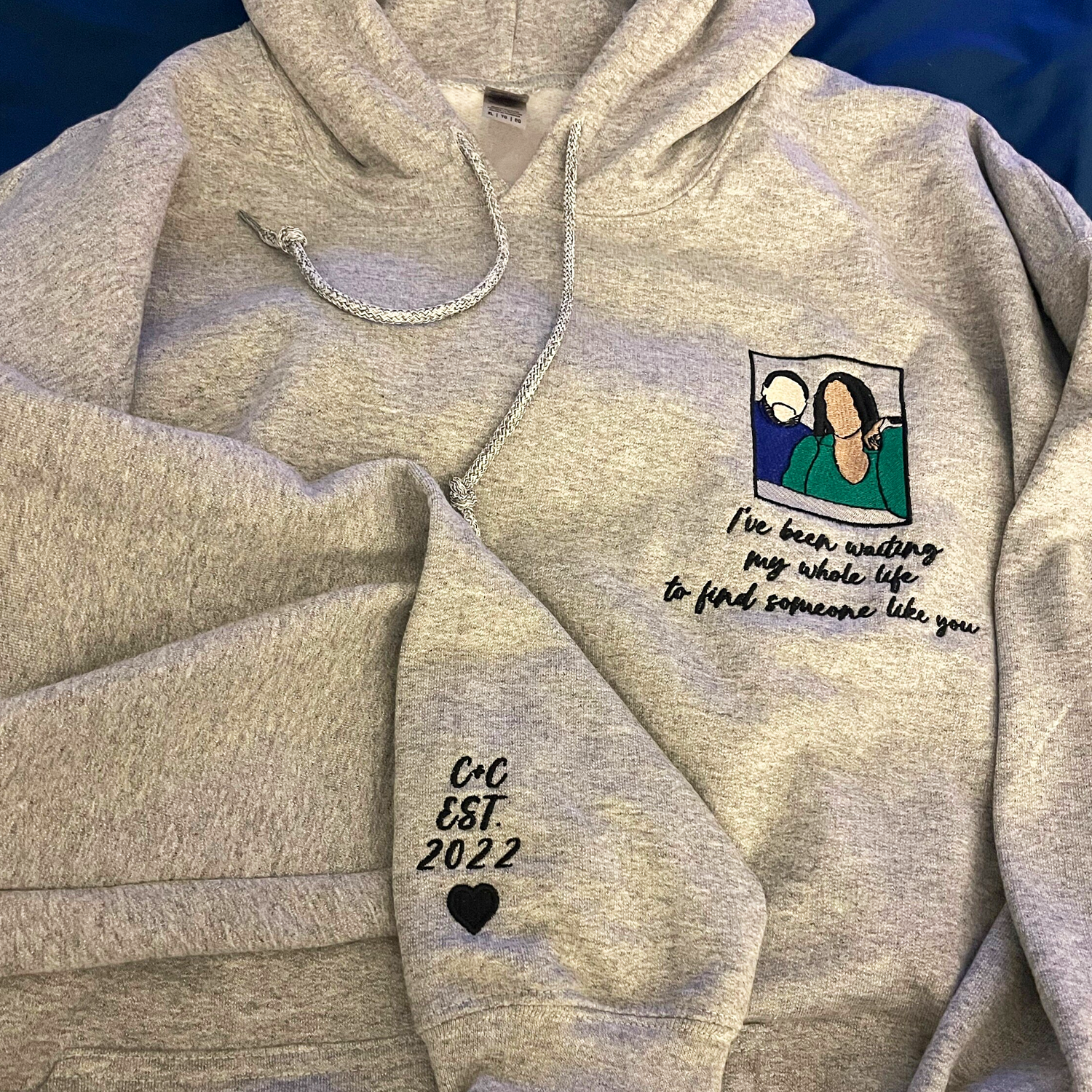 Custom Portrait Embroidered Cream Sweatshirt | Personalized Photo Art