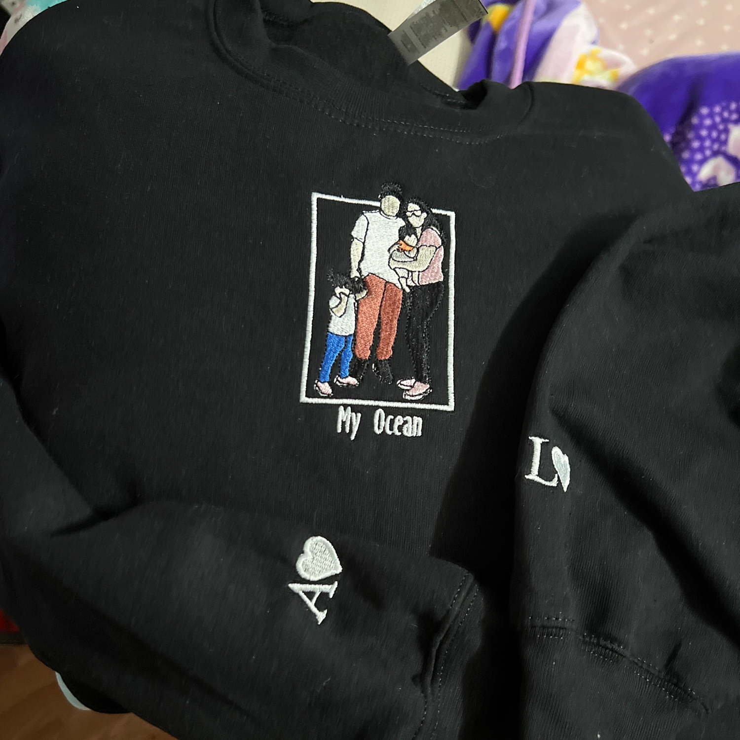 Custom Portrait Embroidered Cream Sweatshirt | Personalized Photo Art