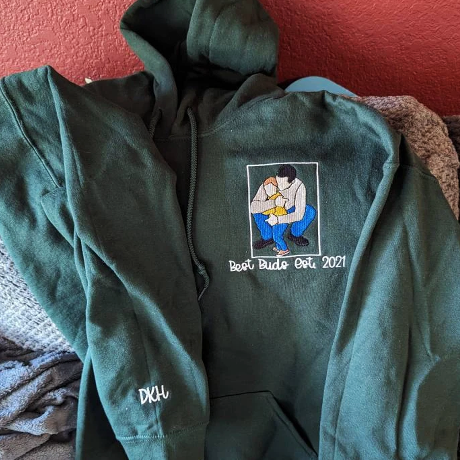 Custom Portrait Embroidered Cream Sweatshirt | Personalized Photo Art