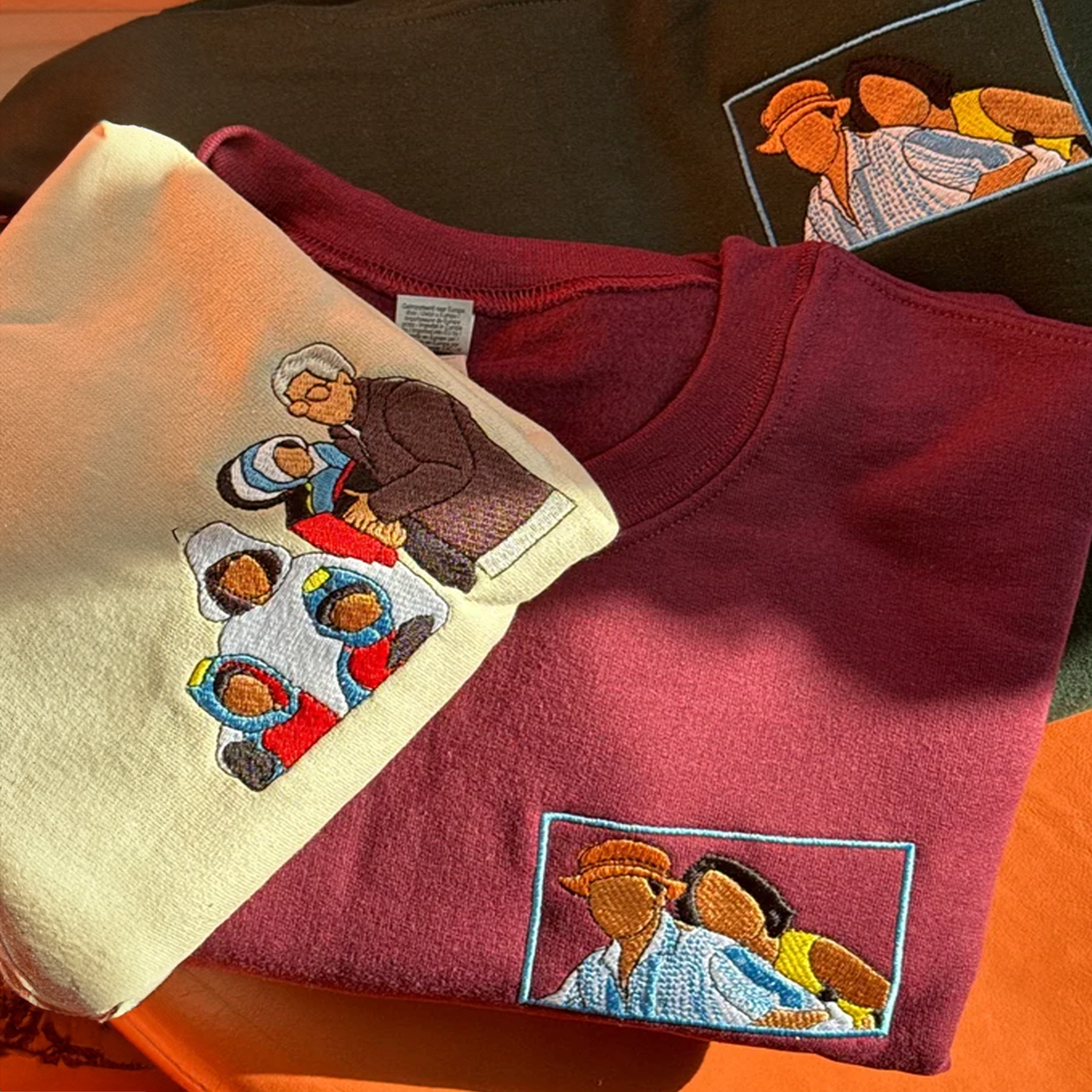 Custom Portrait Embroidered Cream Sweatshirt | Personalized Photo Art