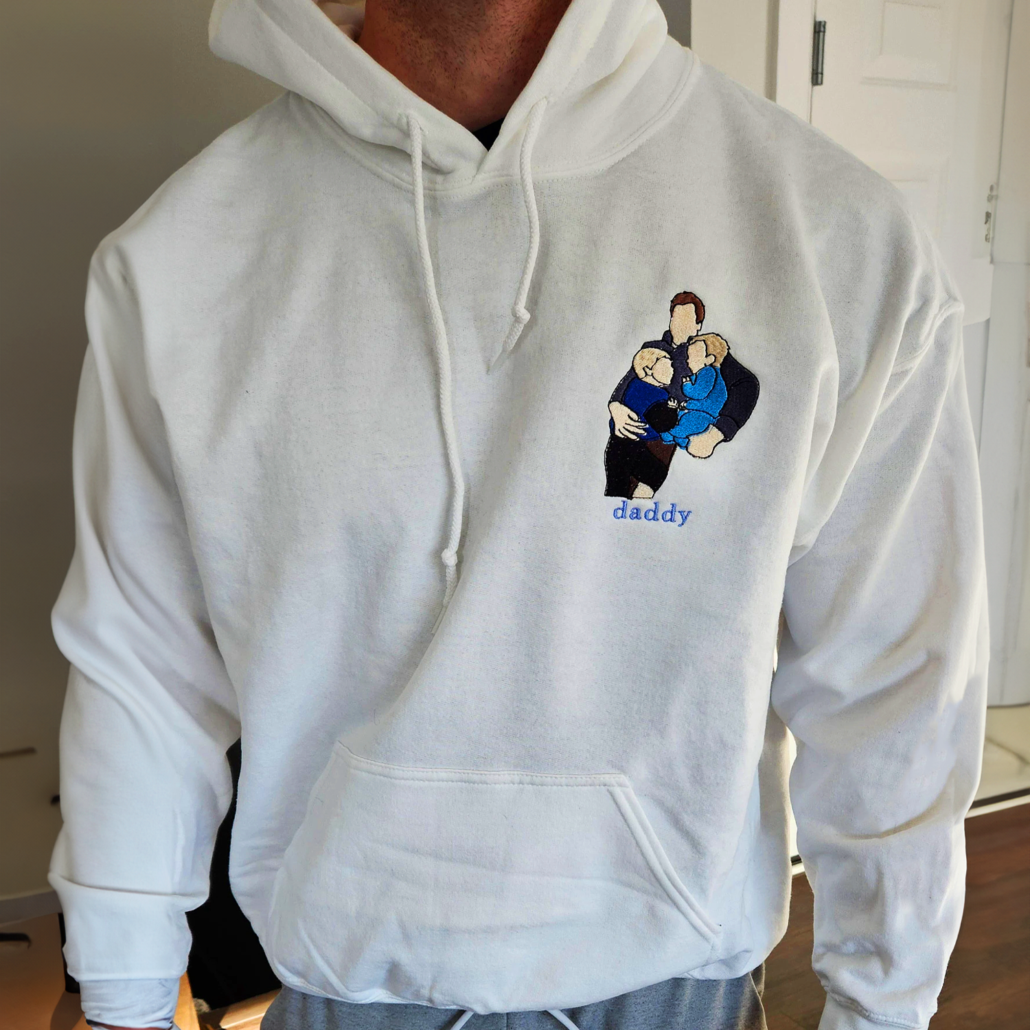 Custom Portrait Embroidered Cream Sweatshirt | Personalized Photo Art