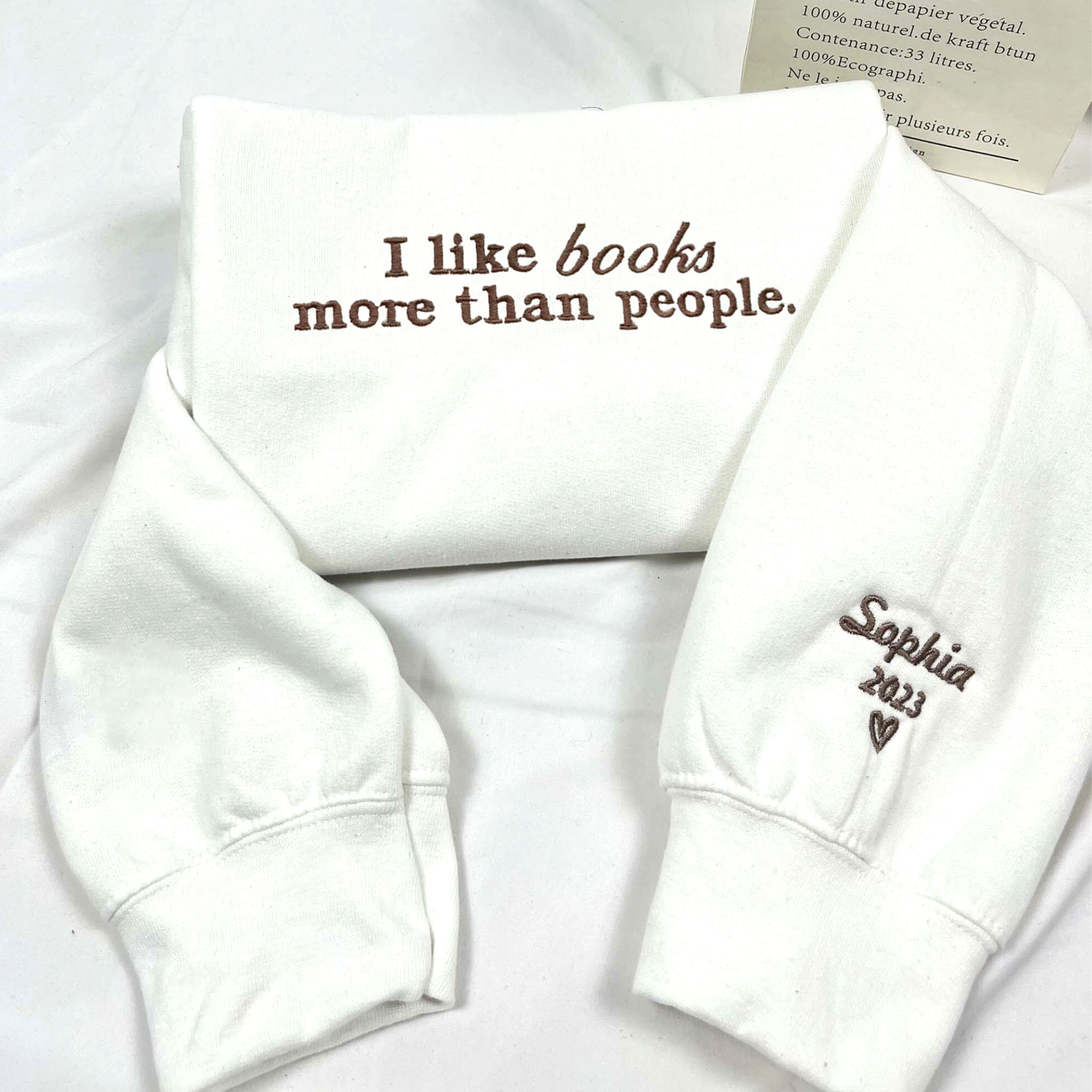 Funny Book Lover Embroidered Sweatshirt in Various Colors