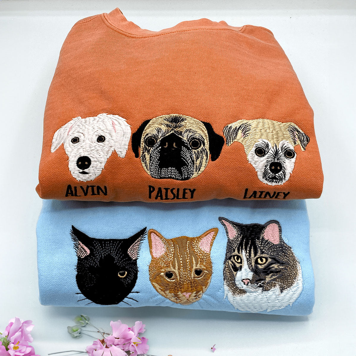 Custom Embroidered Cat Sweatshirt - Personalized Pet Art