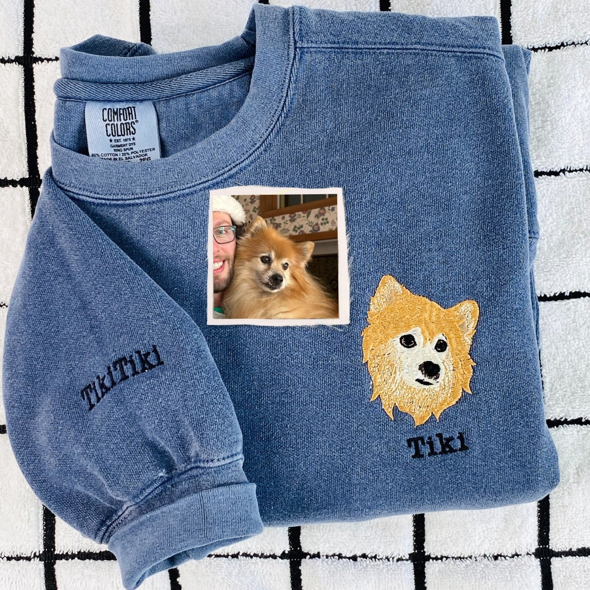 Custom Embroidered Dog Dad Sweatshirt - Personalized Pet Image Shirt