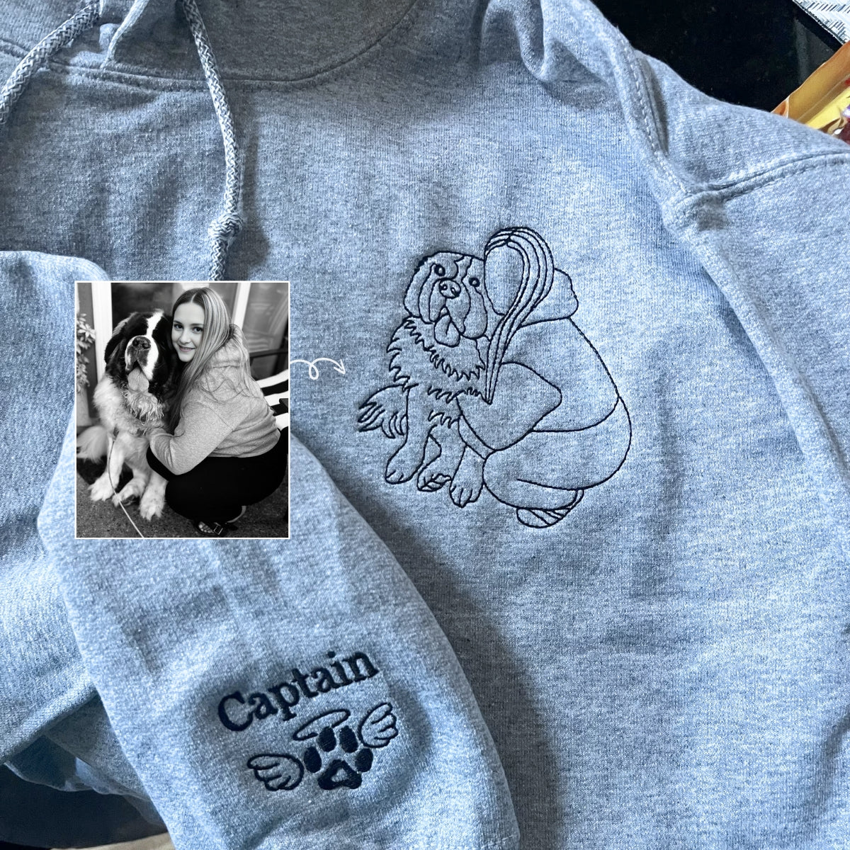 Custom Pet Memorial Embroidered Sweatshirt - Personalized Pet Loss Gift