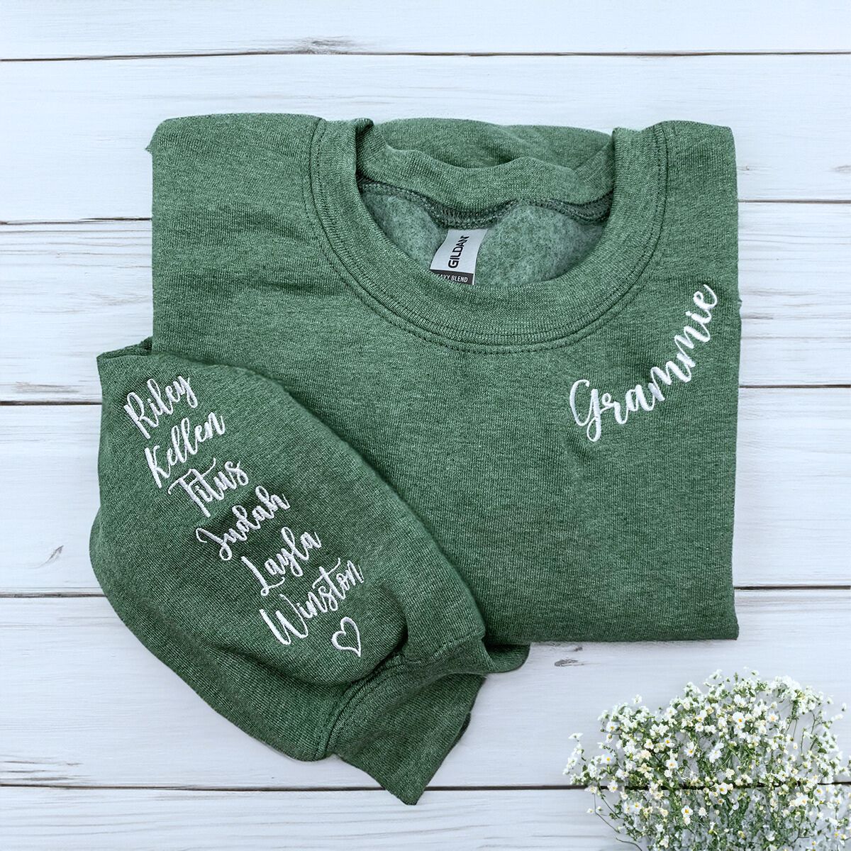 Personalized Grammie Names Embroidered Sweatshirt & Hoodie - Custom Gift