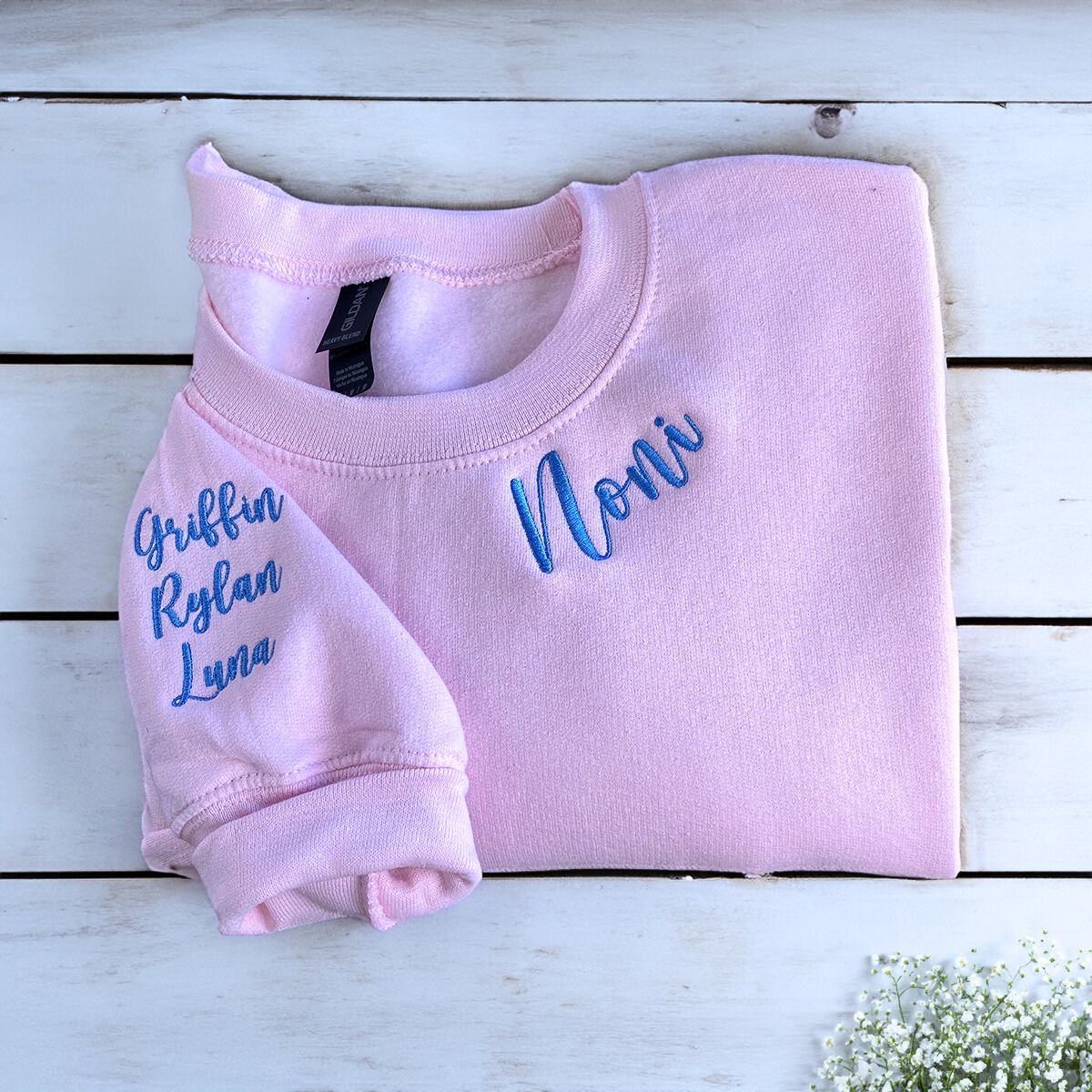 Personalized Grandkids Names Noni Embroidered Sweatshirt | Custom Gift