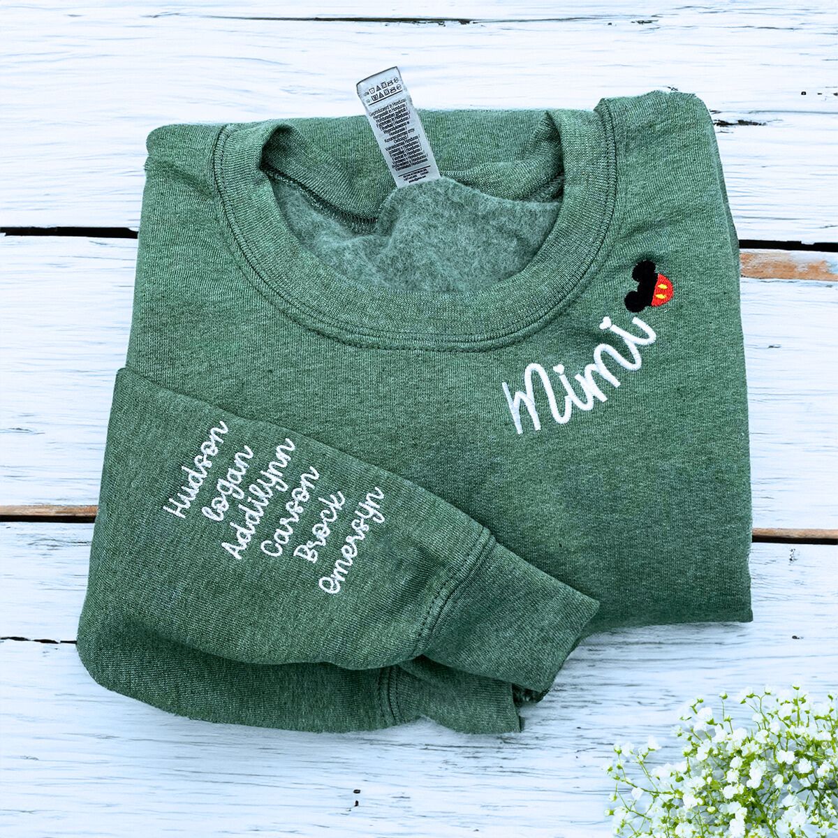 Personalized Mimi Grandkids Names Sweatshirt - Custom Embroidered Gift
