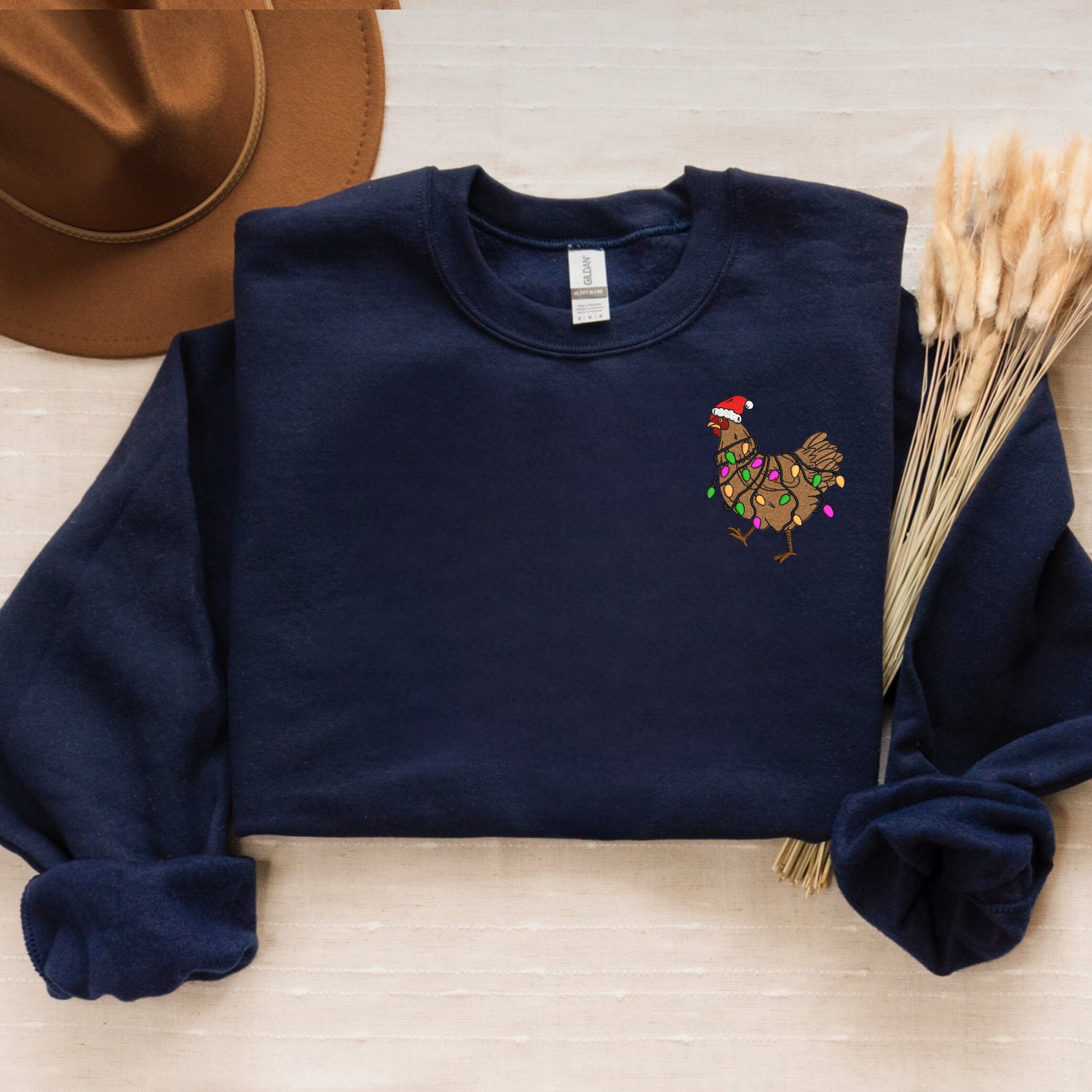 Christmas Chicken Embroidered Sweatshirt | Festive Winter Apparel