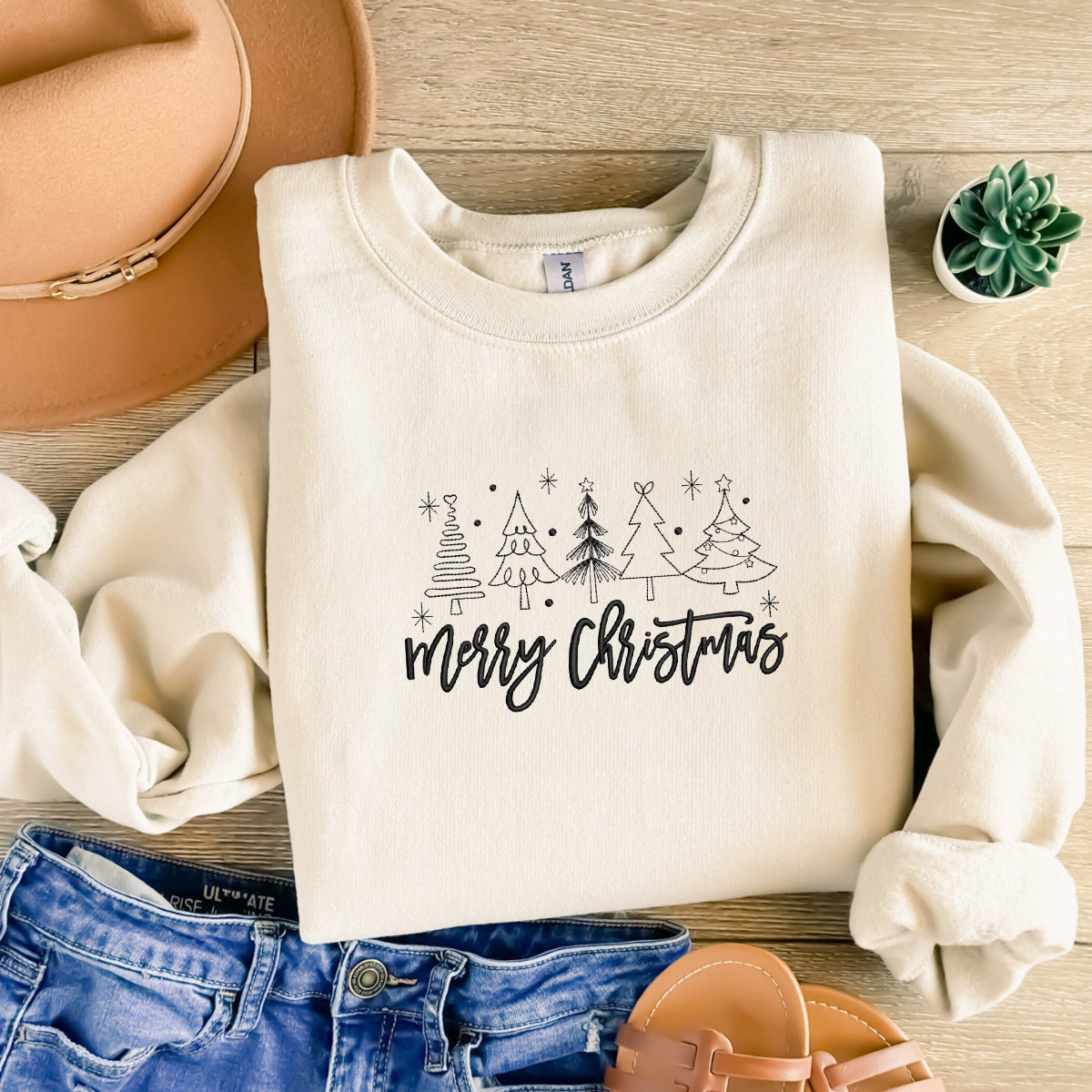 Christmas Embroidered Sweatshirt - Cozy Crewneck or Hoodie