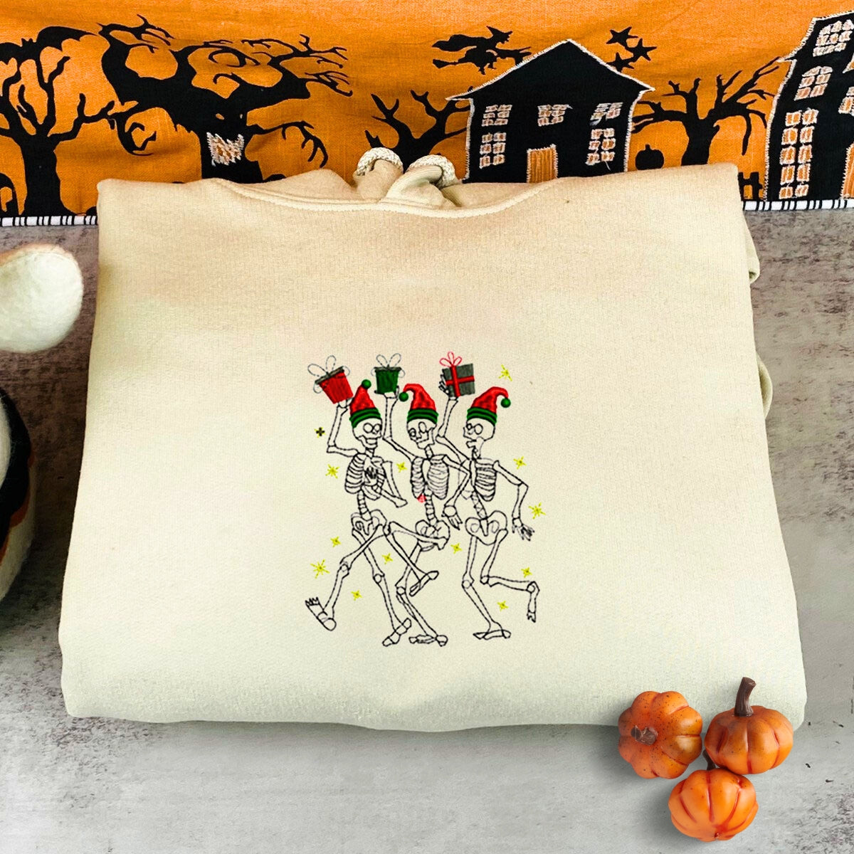 Festive Dancing Skeletons Crewneck Sweatshirt