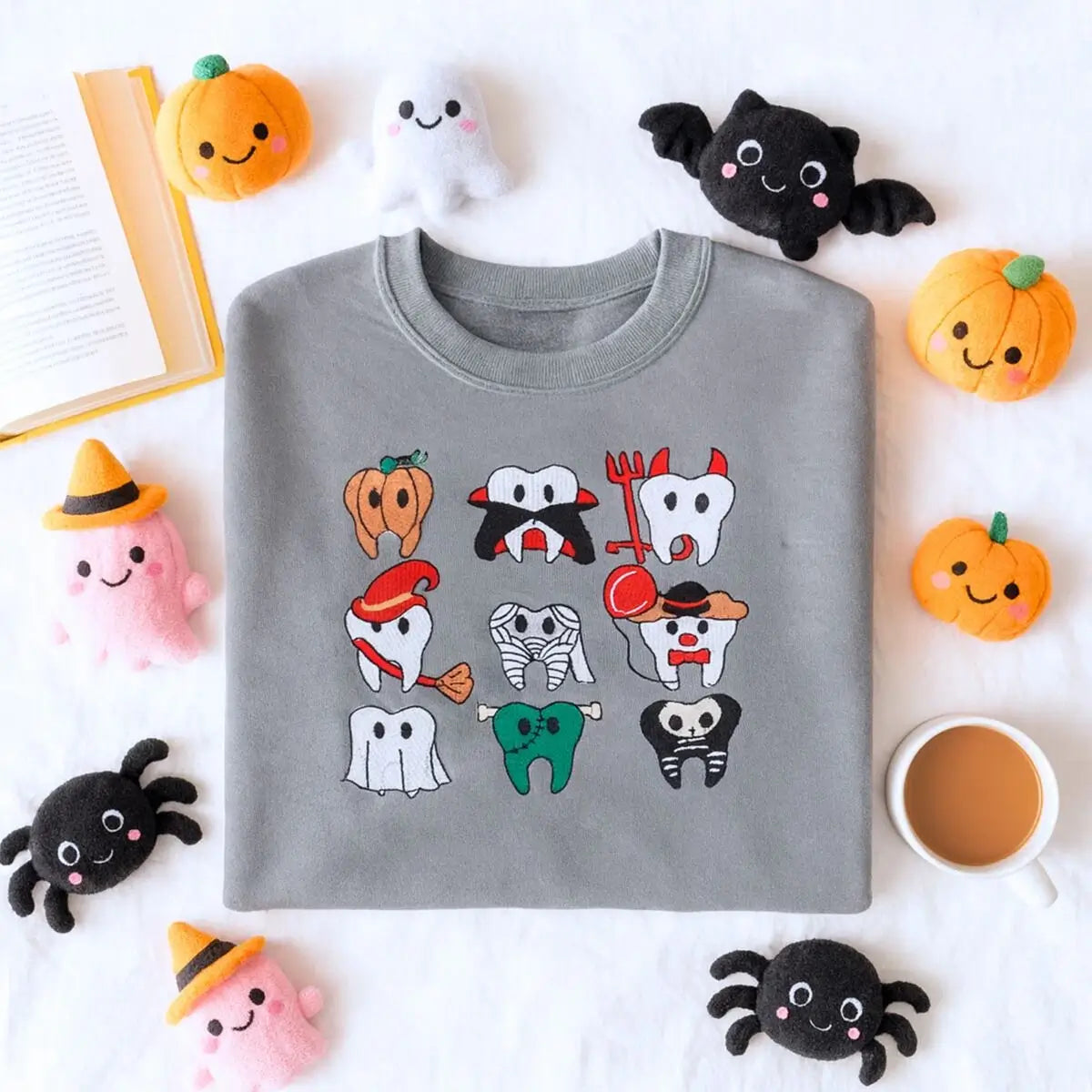 Spooky Halloween Dentist Teeth Embroidered Sweatshirts
