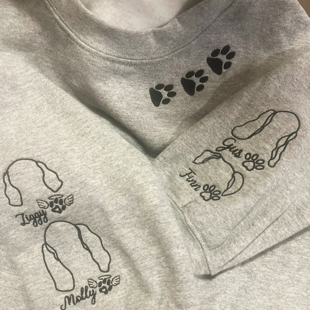 Custom Dog Paw Embroidered Sweatshirt with Personalized Name for Pet Lovers