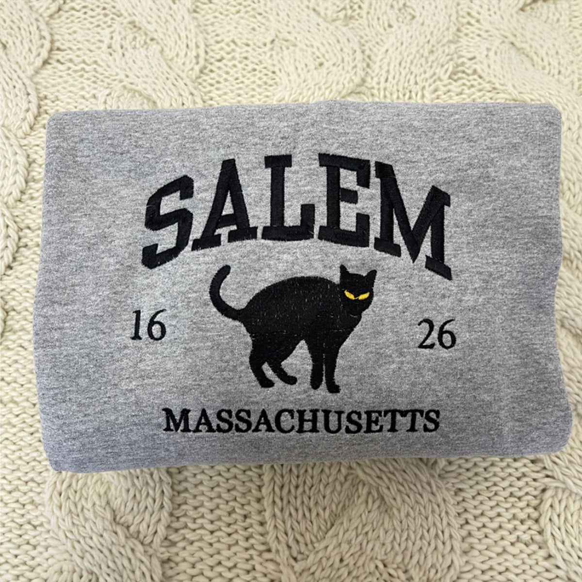 Halloween Salem Massachusetts Embroidered Sweatshirt or Hoodie for Festive Season