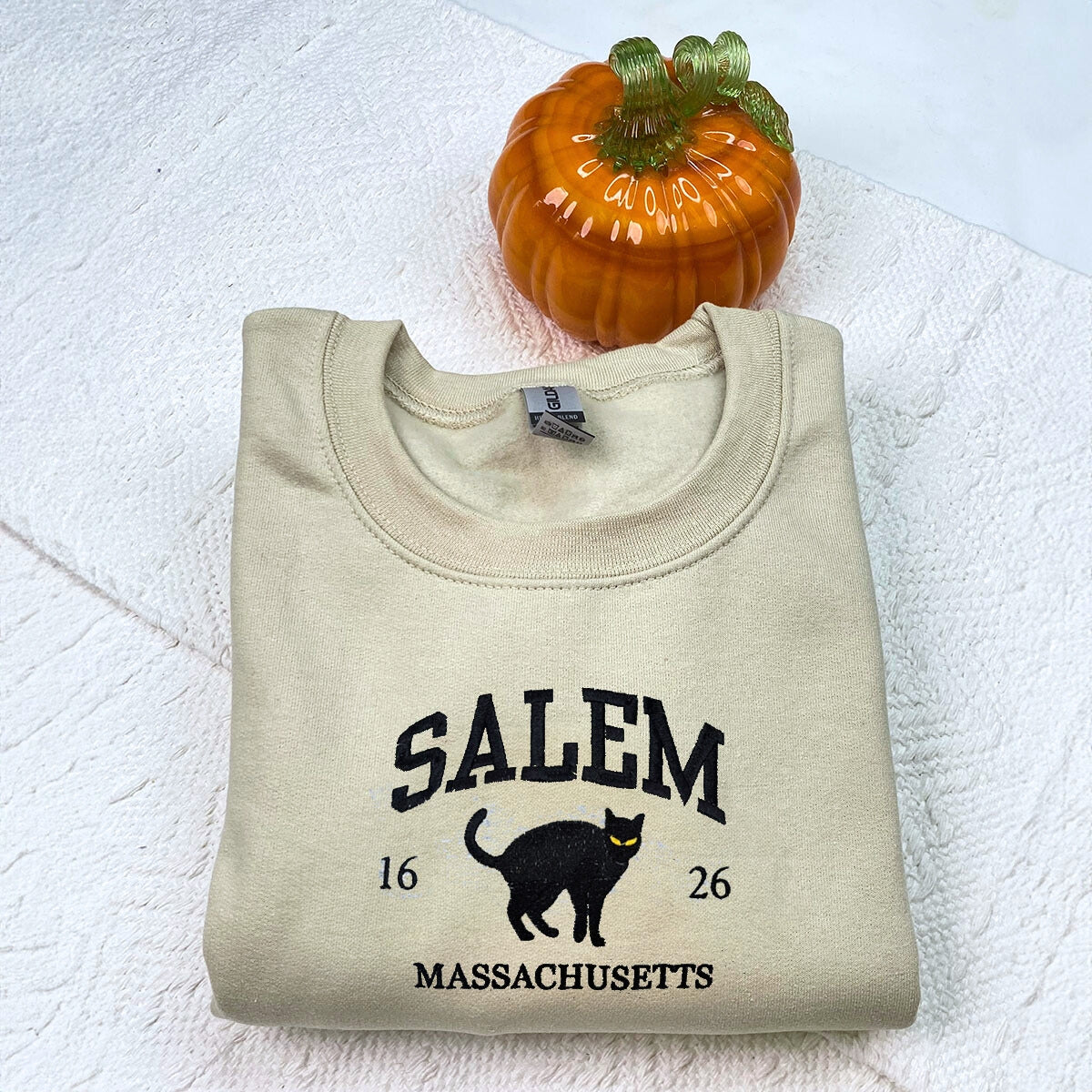 Halloween Salem Massachusetts Embroidered Sweatshirt or Hoodie for Festive Season