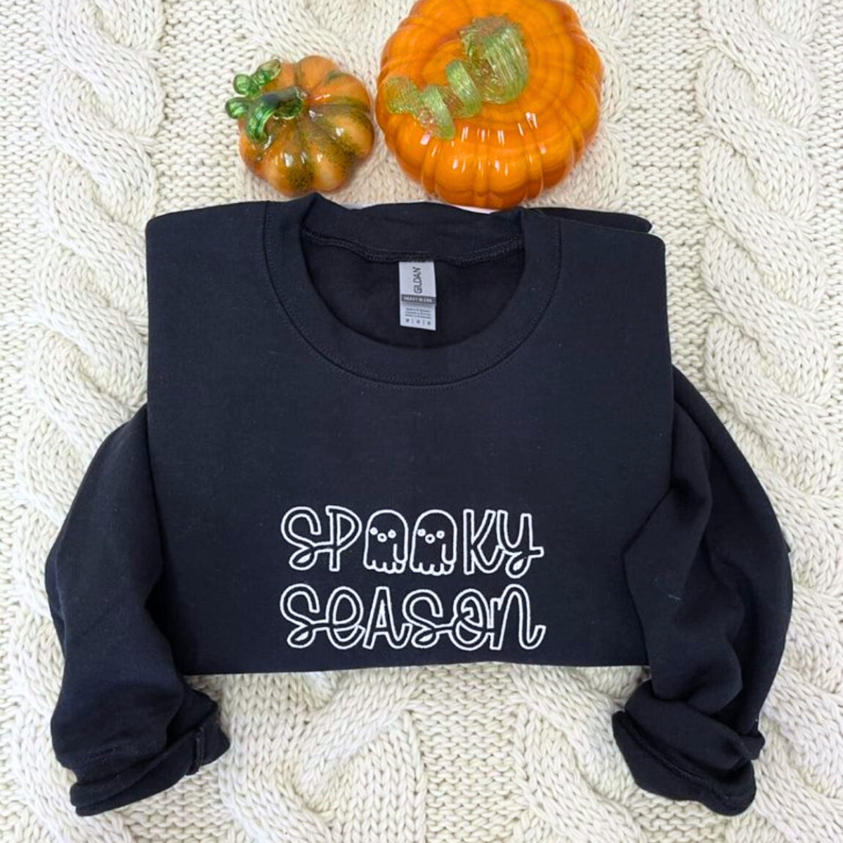 Embroidered Halloween Sweatshirt for Spooky Season - Cozy Hoodie