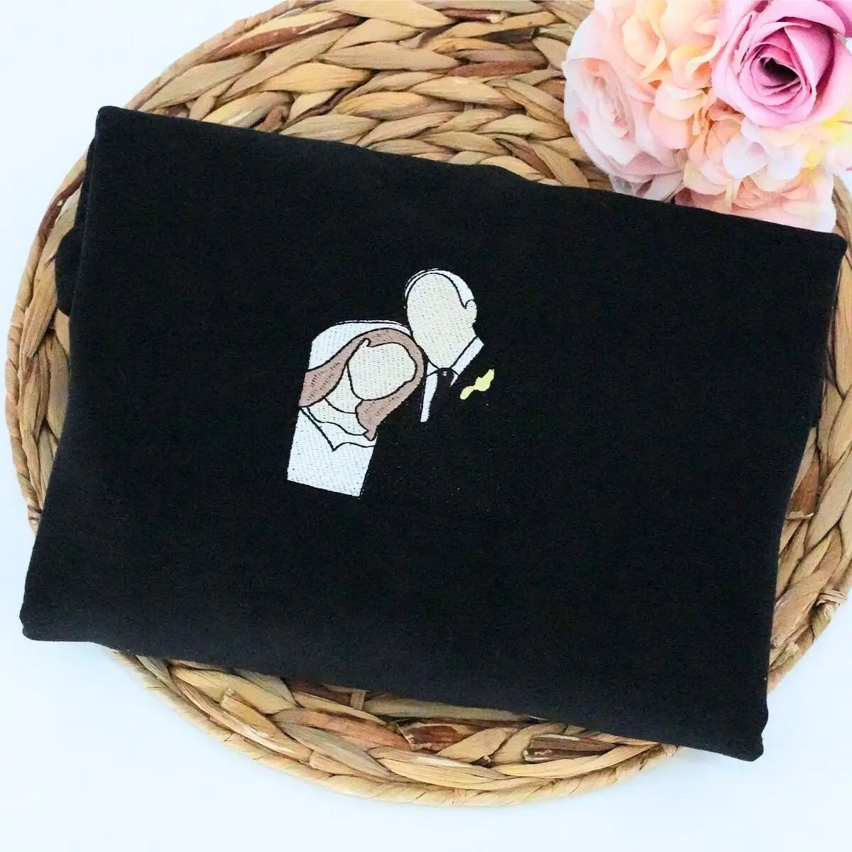 Custom Photo Embroidered Wedding Couple Sweatshirt
