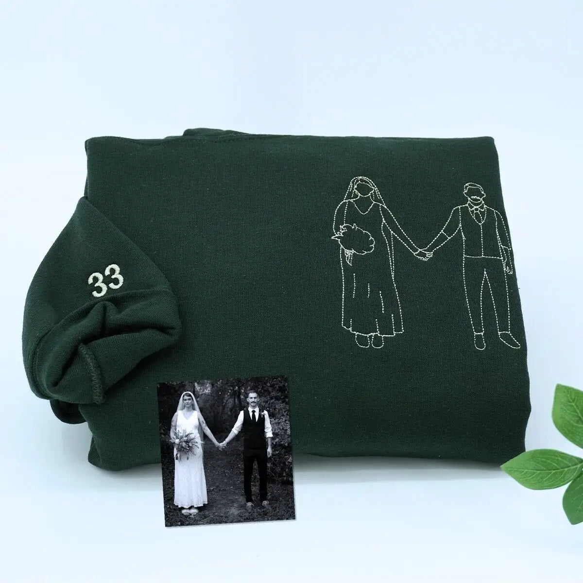 Custom Photo Embroidered Wedding Couple Sweatshirt