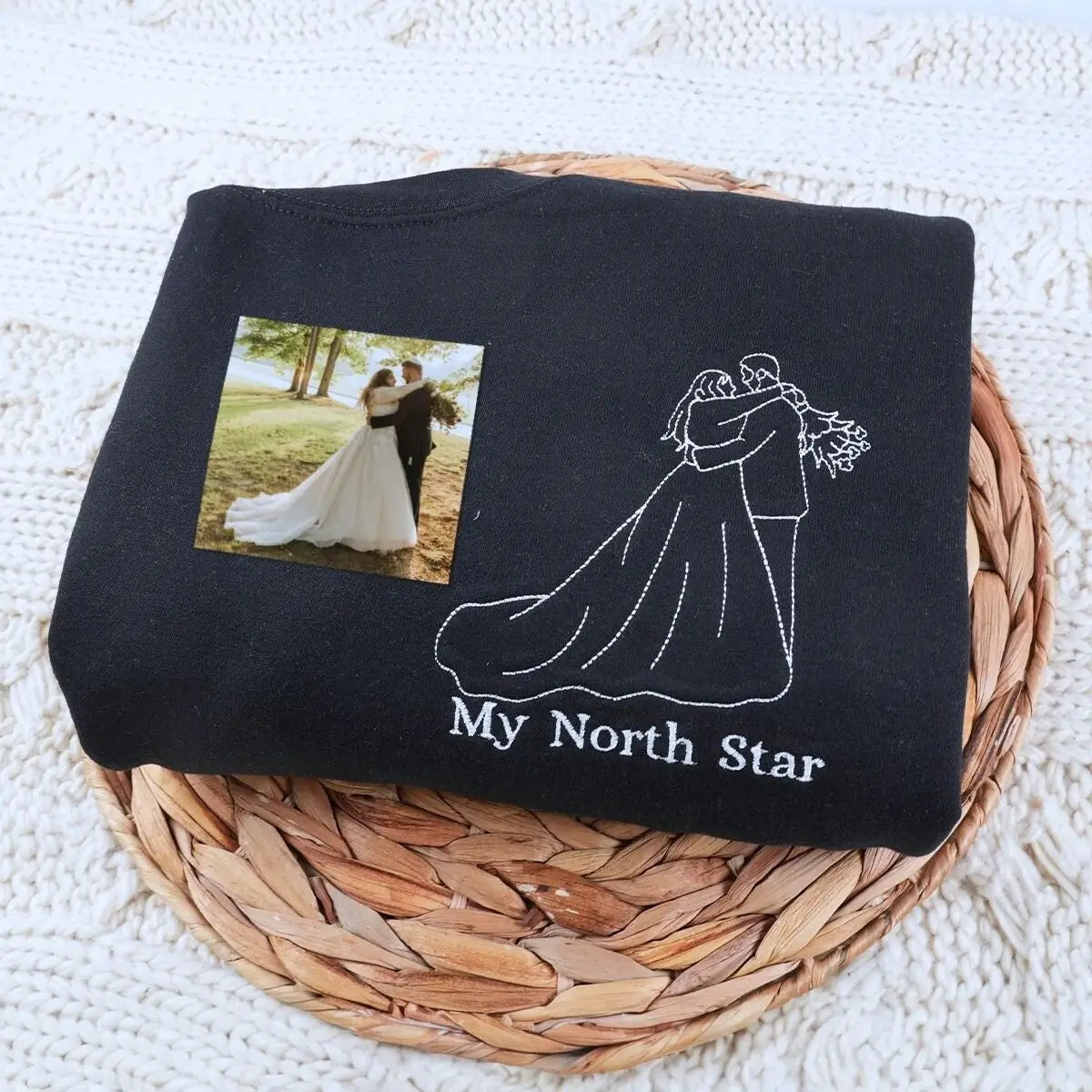 Custom Photo Embroidered Wedding Couple Sweatshirt