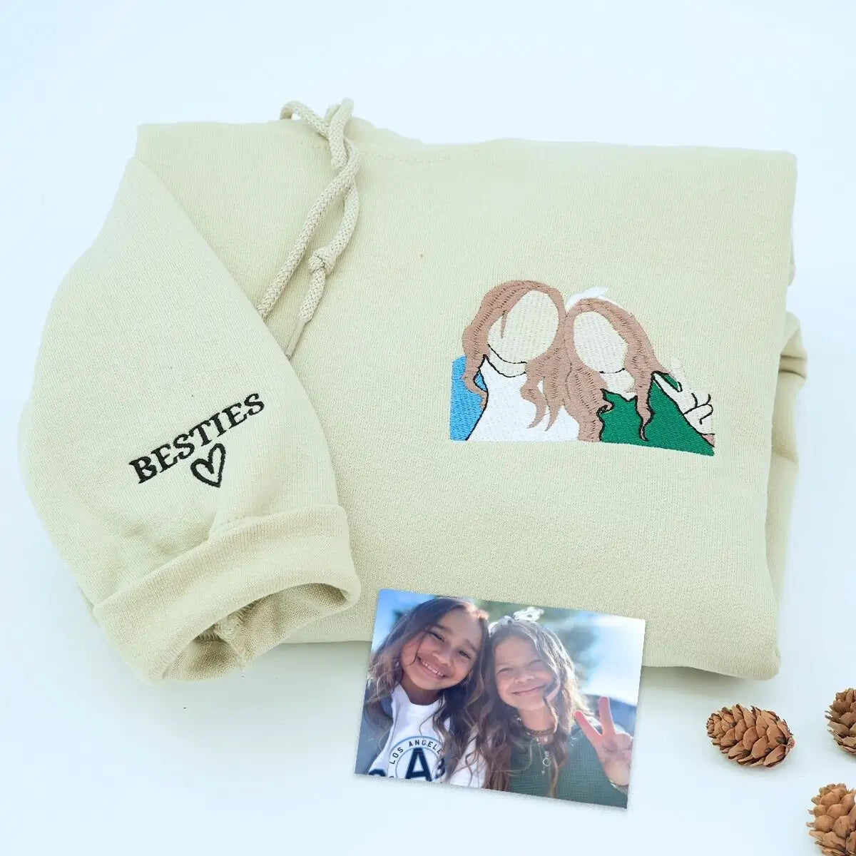 Custom Best Friend Photo Sweatshirts for 2 - Embroidered & Printed