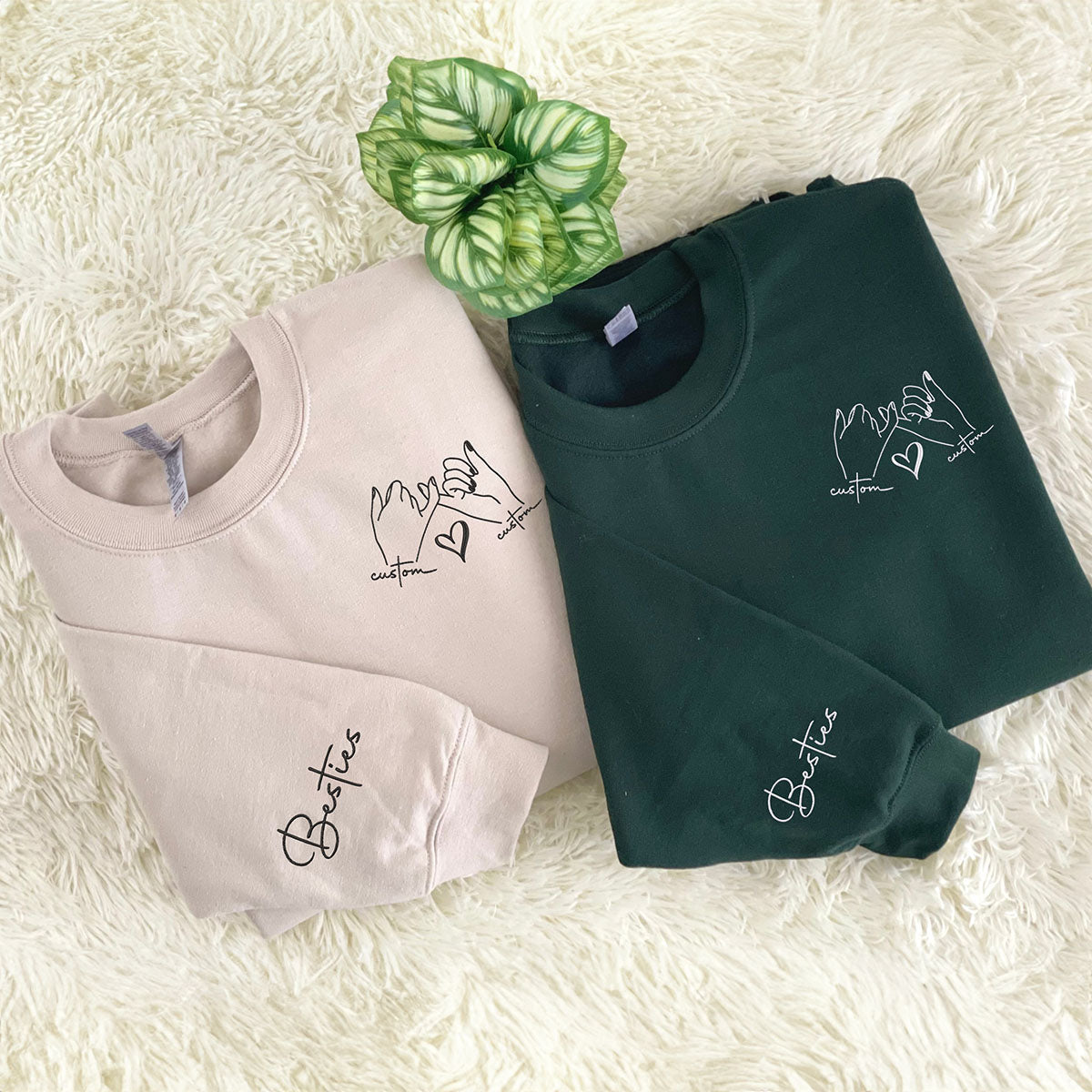Personalized Friend Promise Sweatshirt | Embroidered Besties Initial | Customized Gift