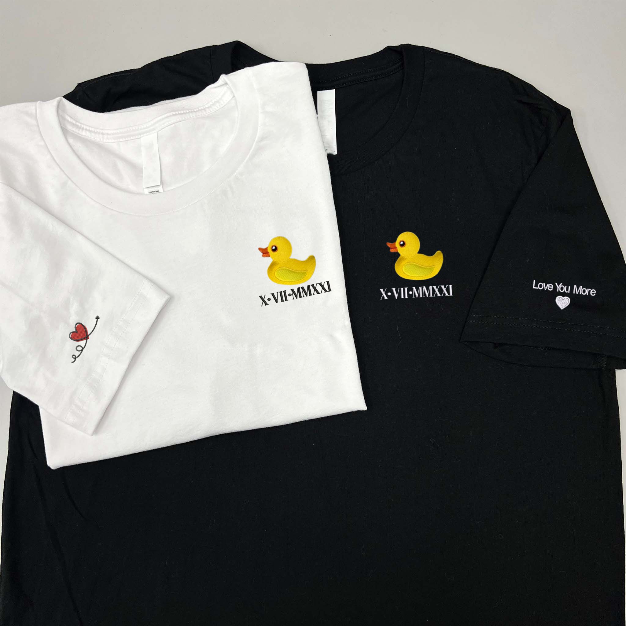 Duck Couple Matching Hoodies, Personalized Embroidered T-Shirts