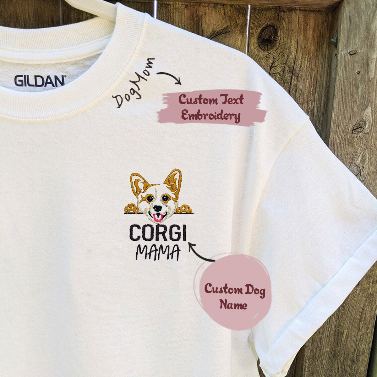 Custom Embroidered Corgi Dog Personalized Mom Shirt