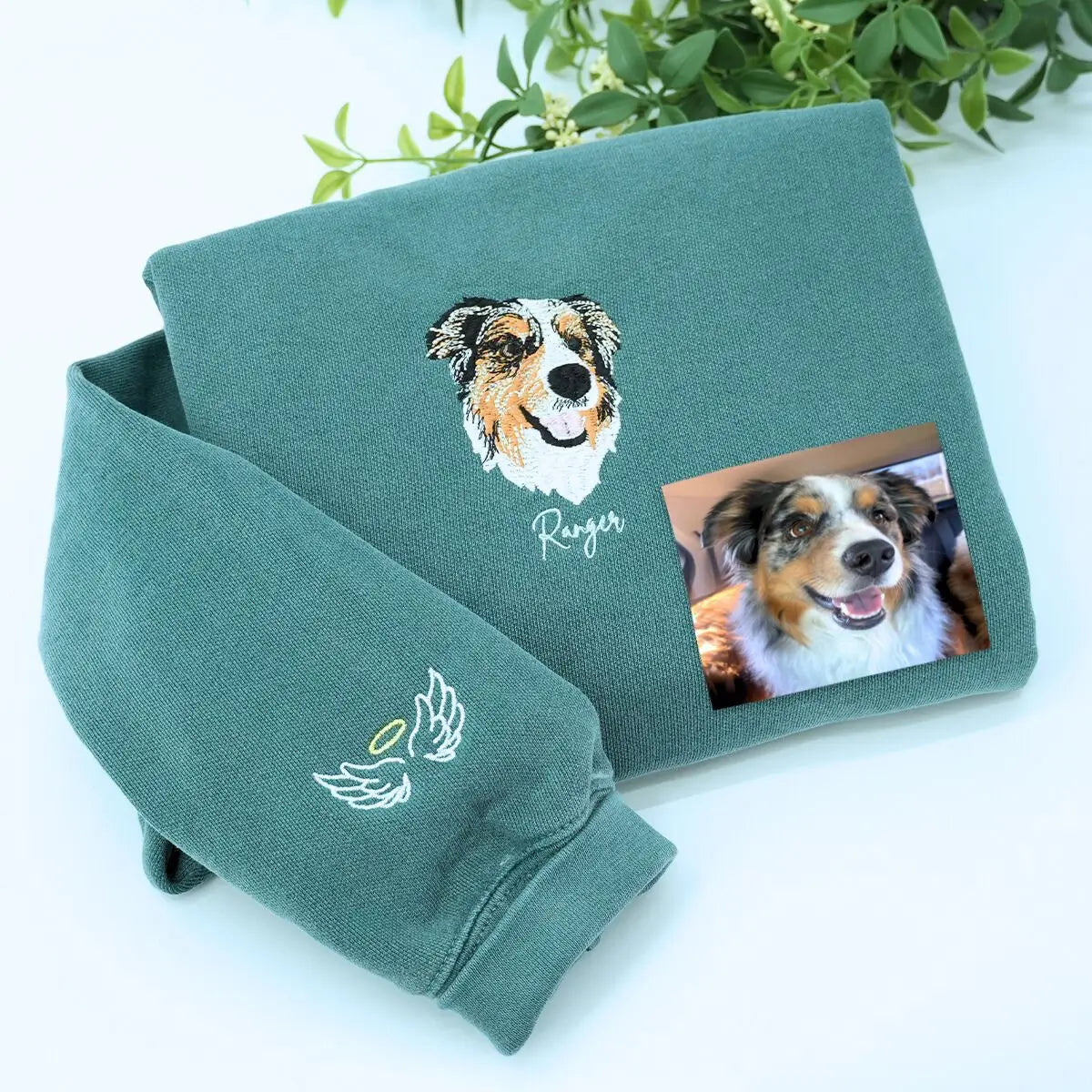 Personalized Border Collie Portrait Embroidered Tee for Dog Moms
