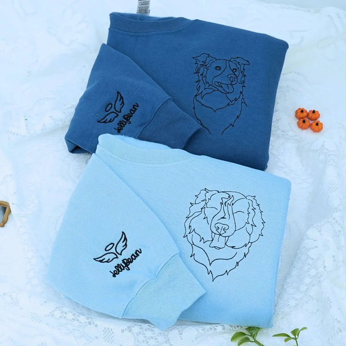 Personalized Border Collie Portrait Embroidered Tee for Dog Moms