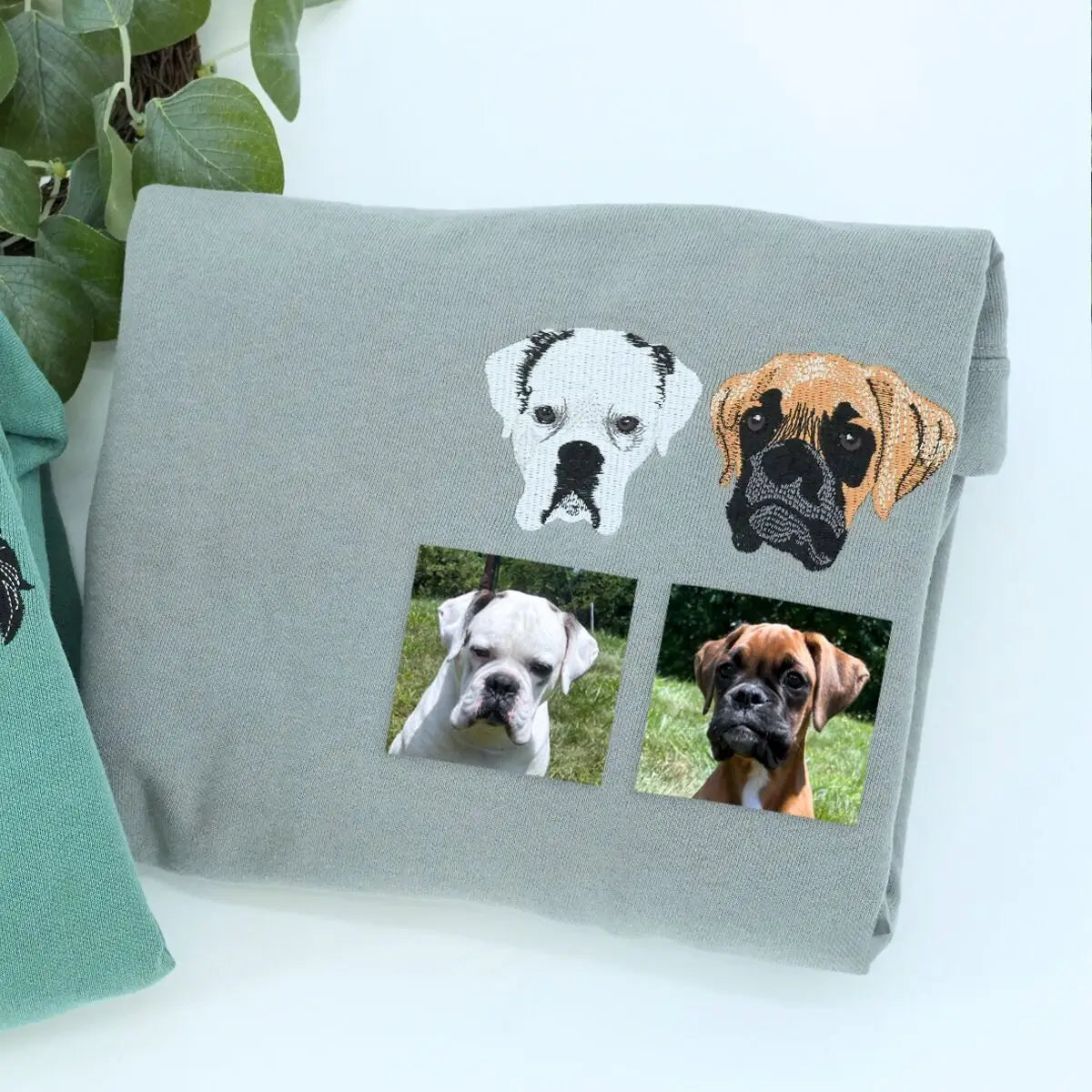 Custom Boxer Mom Embroidered Portrait Shirt - Personalized Dog Mom Gift