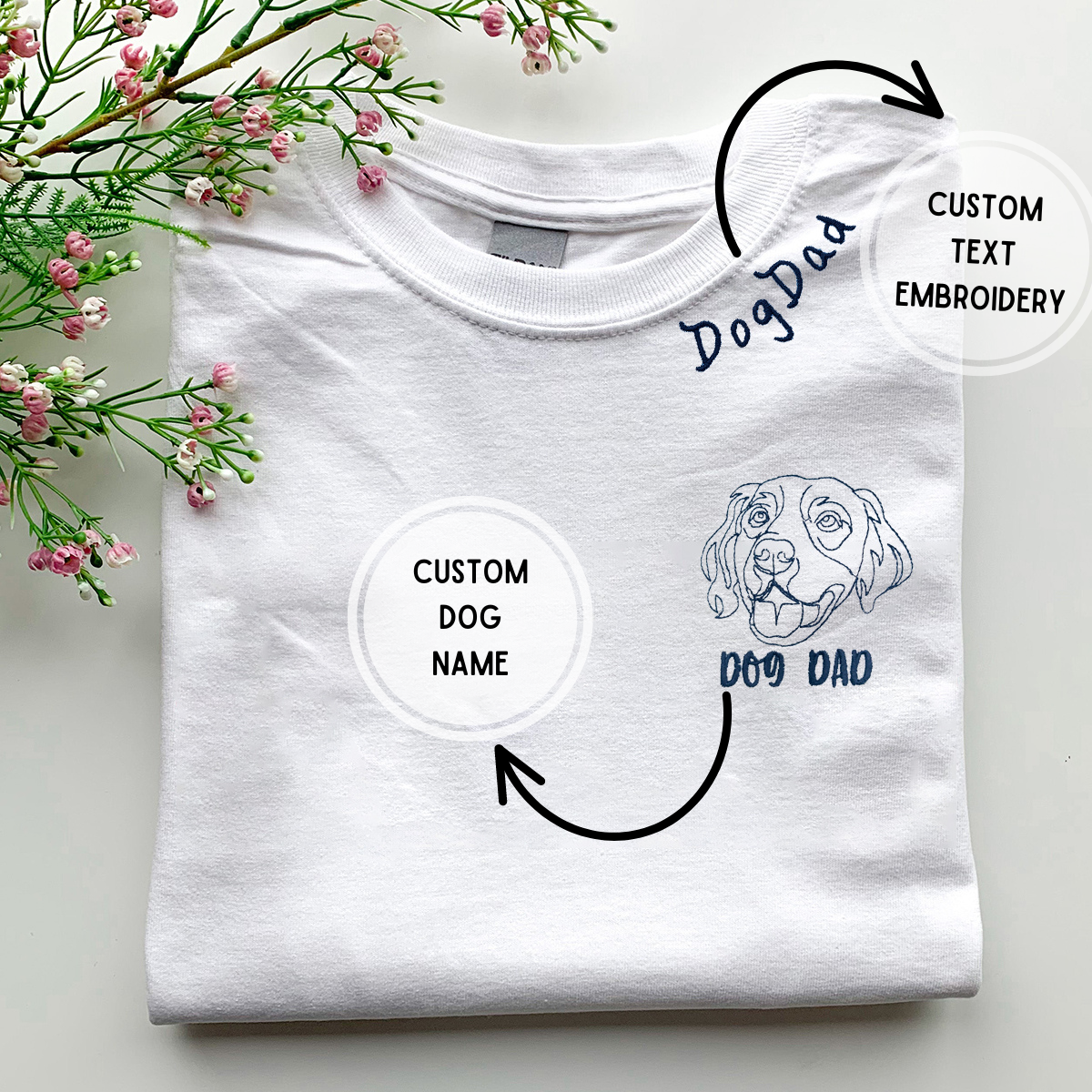 Personalized Golden Retriever Dog Dad Embroidered Collar Shirt