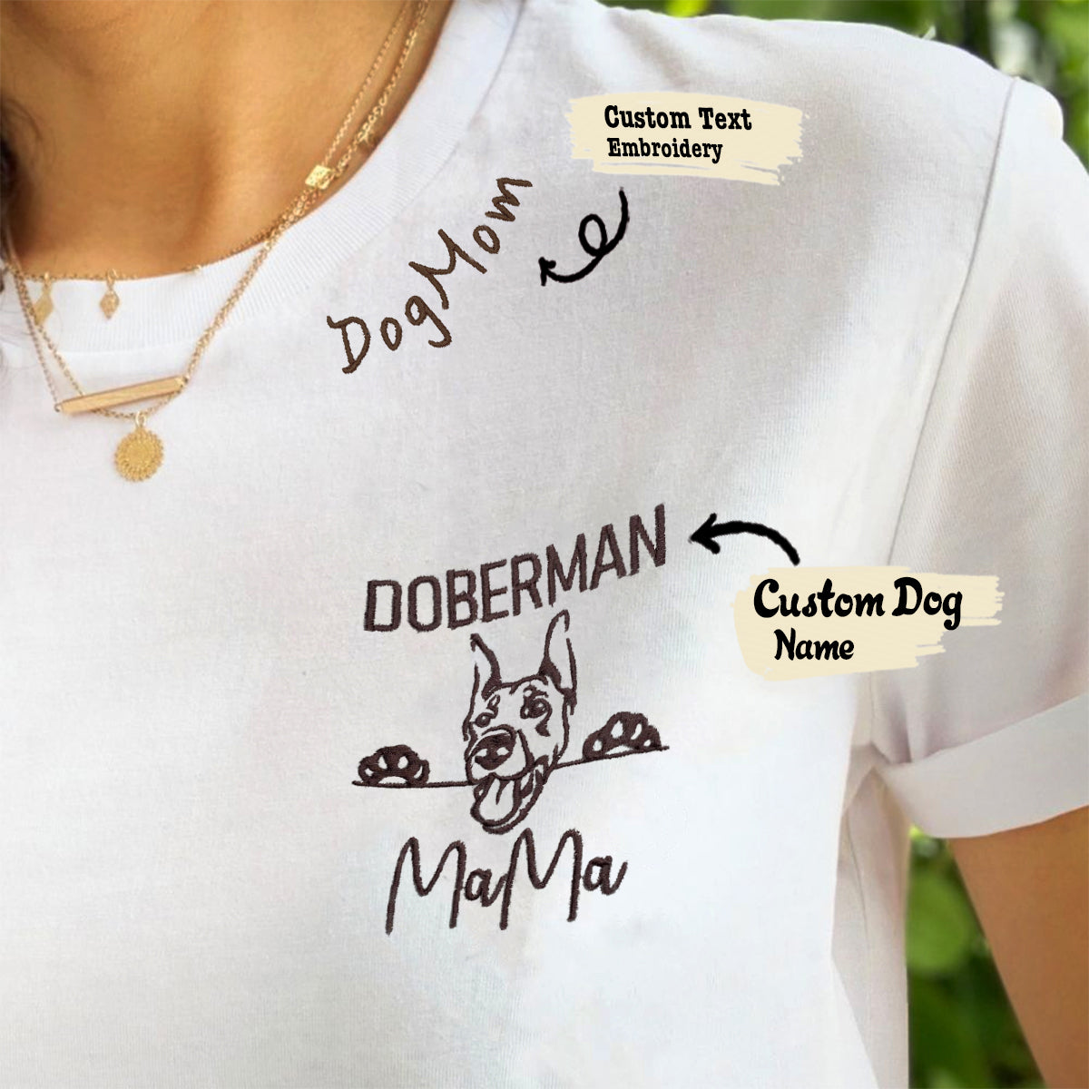 Custom Embroidered Dog Mama Collar Shirt, Personalized Name Gift
