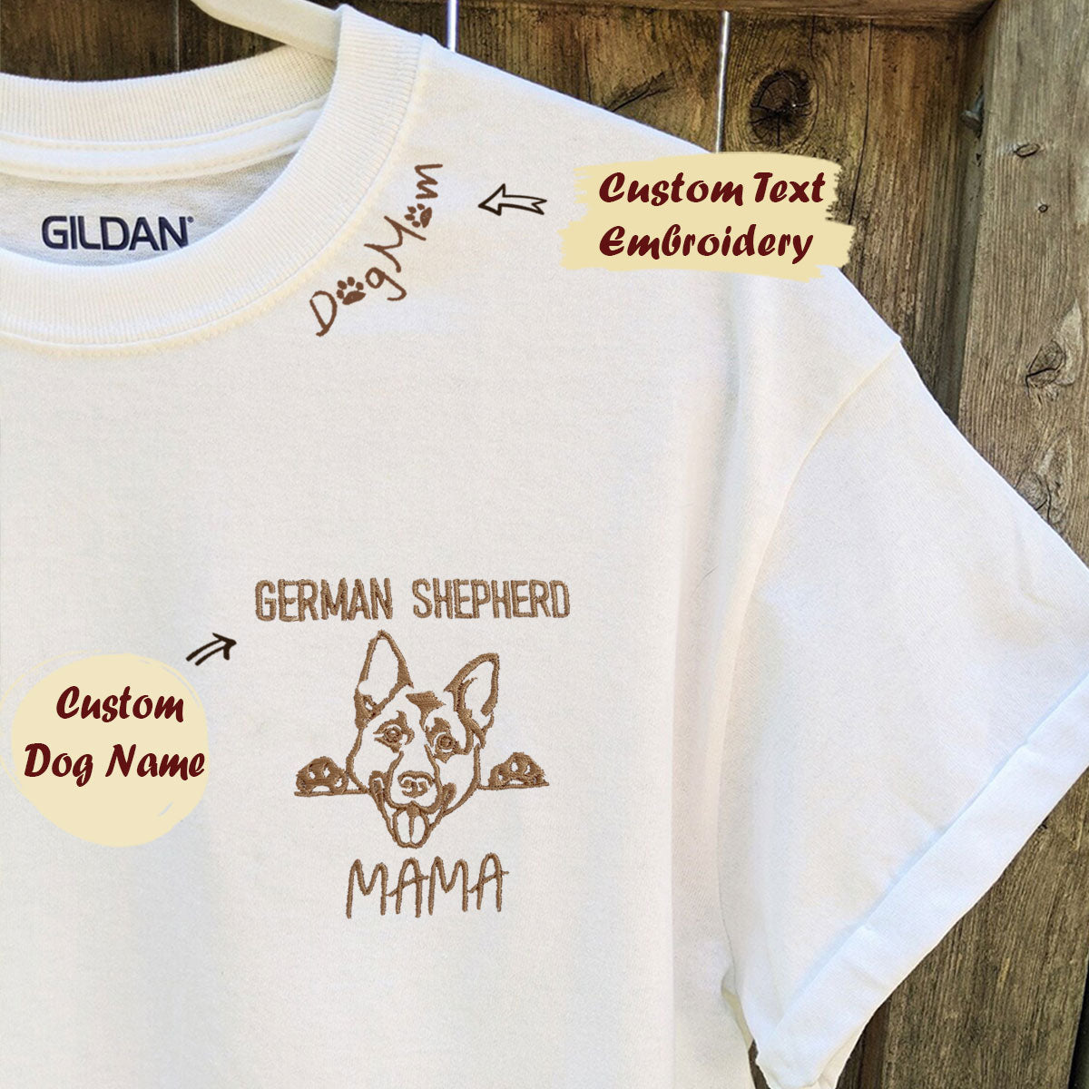 Personalized German Shepherd Embroidered Collar Shirt for Dog Lovers