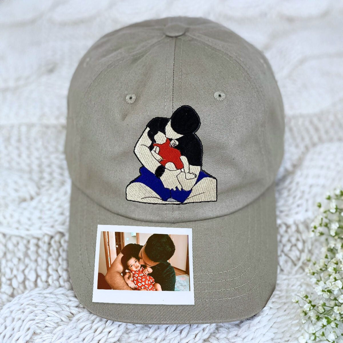 Personalized Embroidered Dad Portrait Hat - Custom Dad Gift