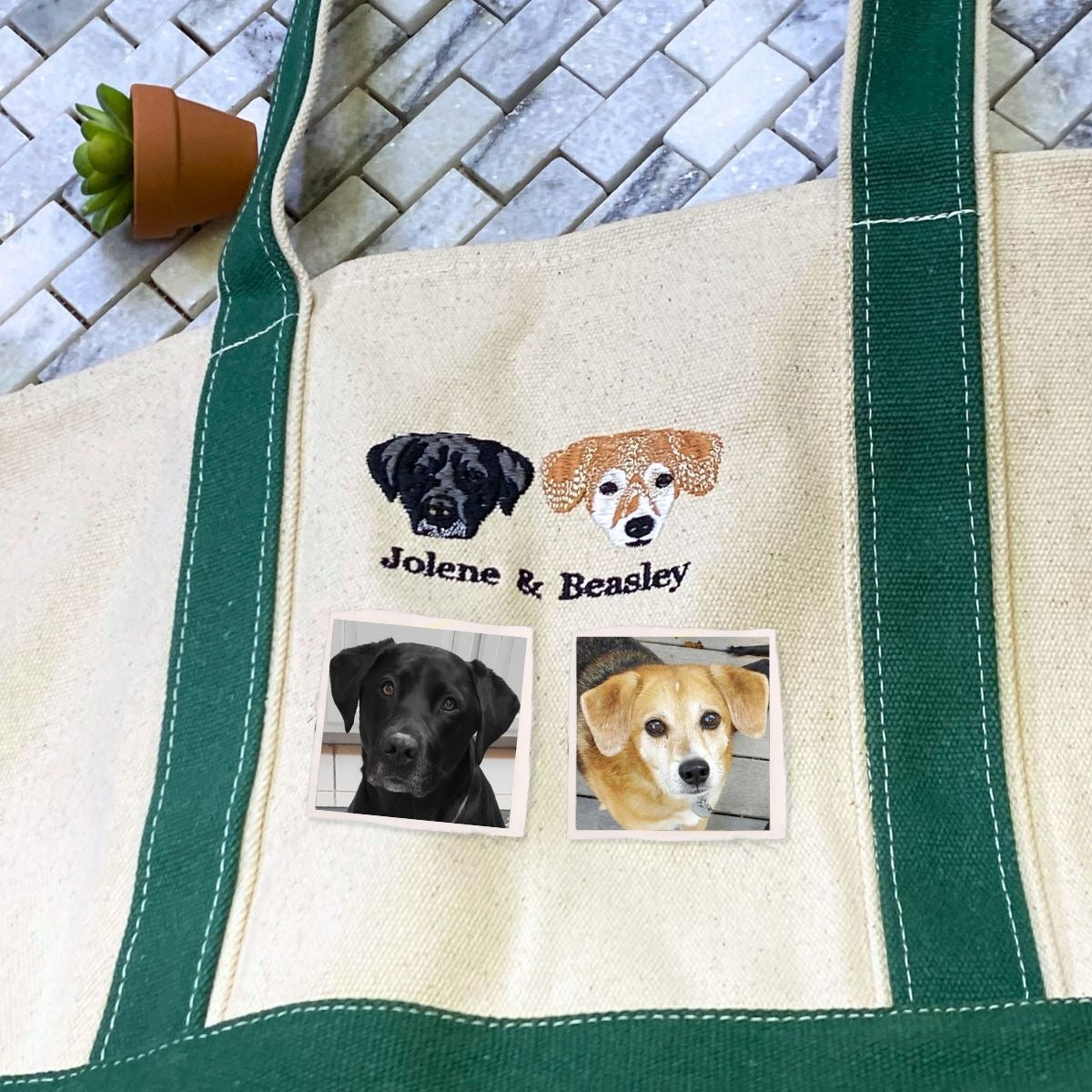 Personalized Dog Tote Bag with Custom Embroidered Photo - Dog Mom Gift