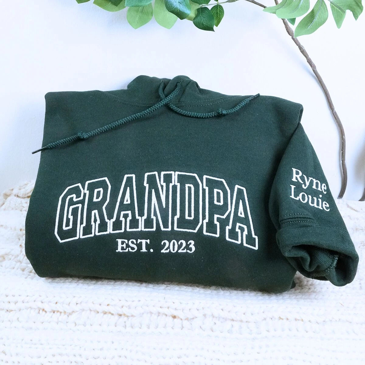 Personalized Grandpa Sleeve Name Sweatshirt | Embroidered Grandfather Gift