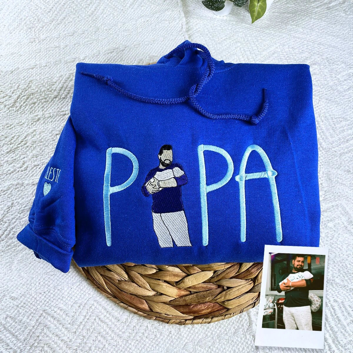 Personalized Dad Portrait Photo Sweatshirt with Kids Names, Custom Gift