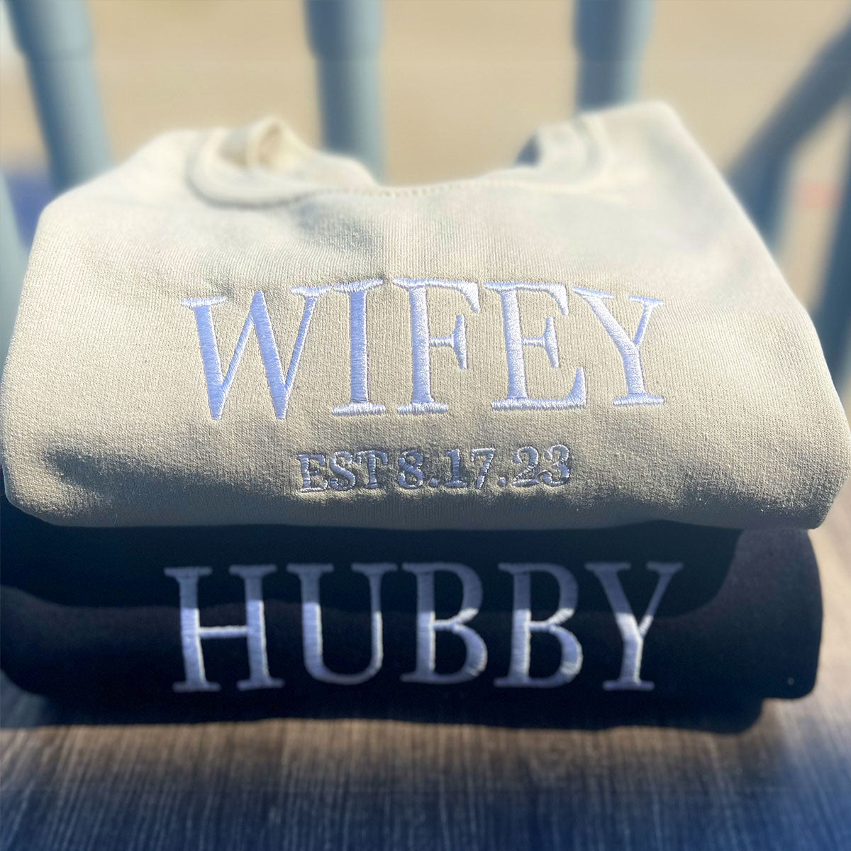 Personalized Couple Sweatshirts Set, Custom Bridal Pullovers