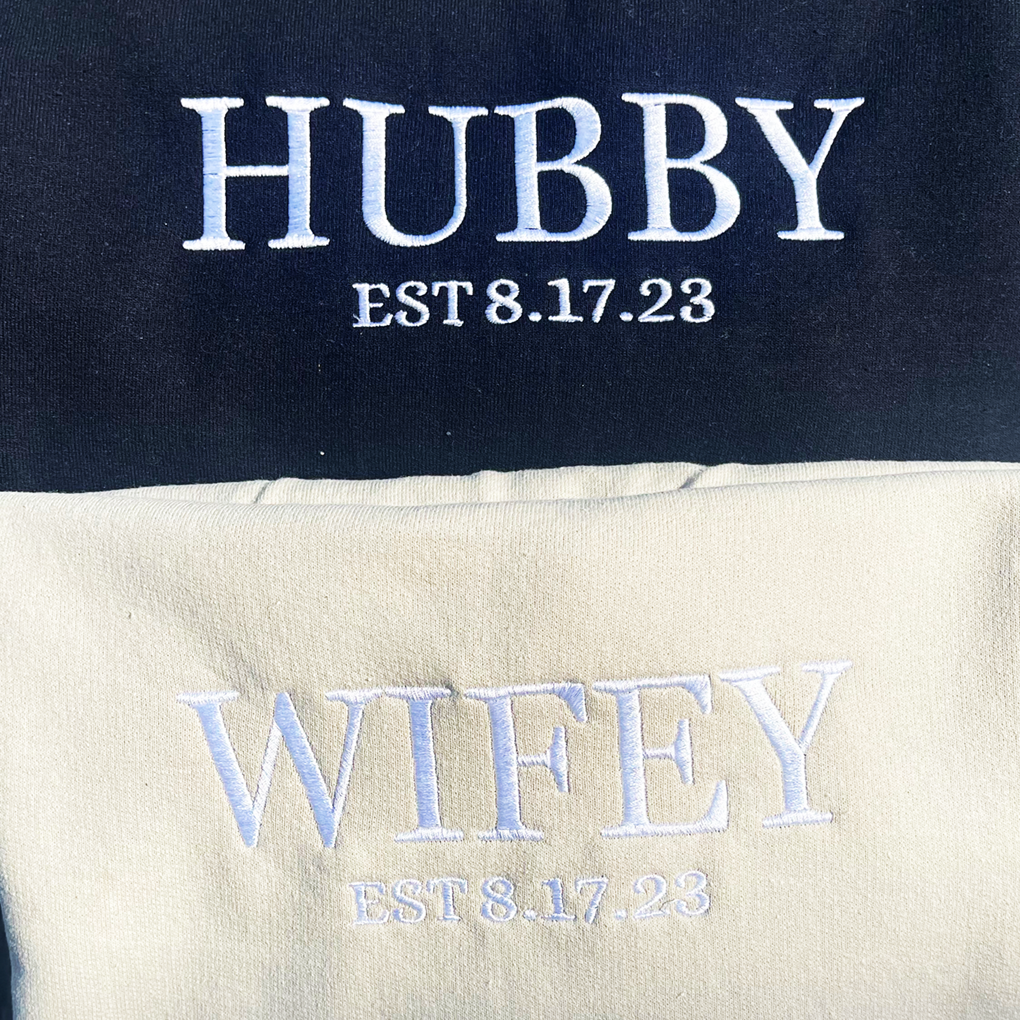Personalized Couple Sweatshirts Set, Custom Bridal Pullovers