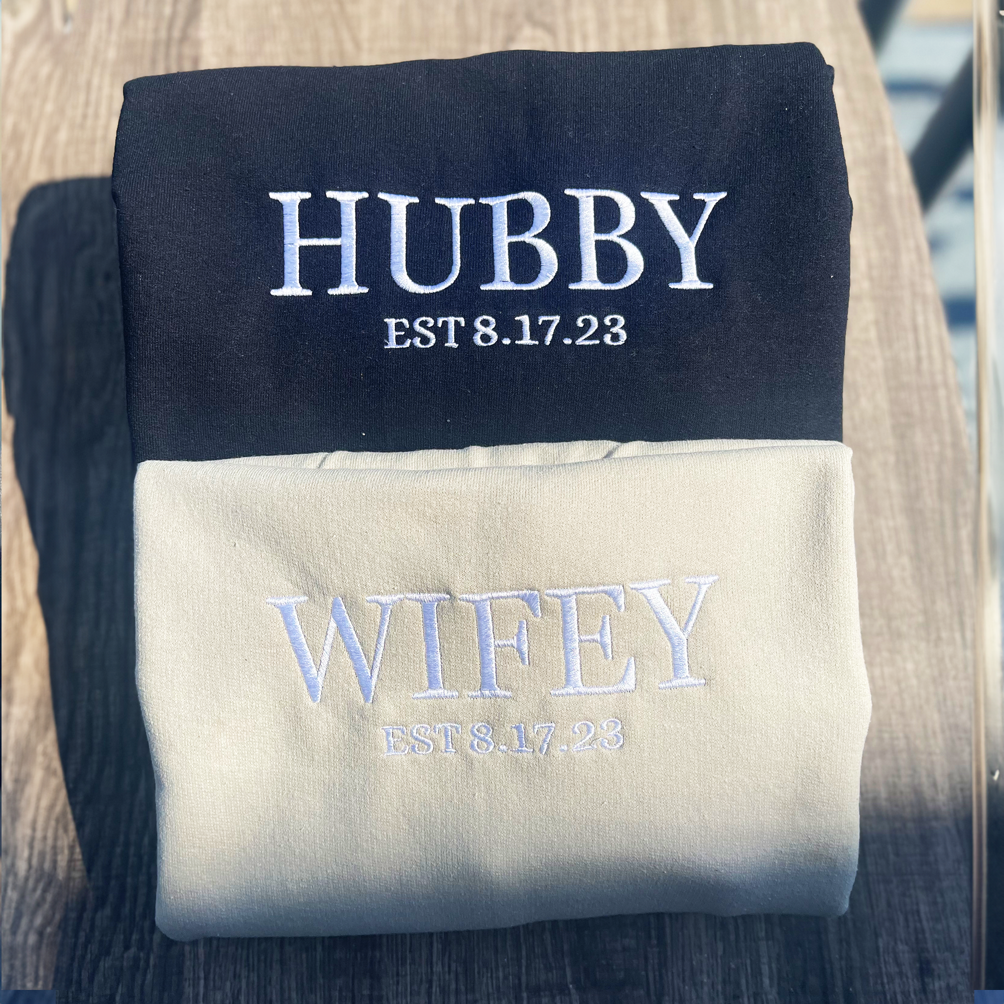 Personalized Couple Sweatshirts Set, Custom Bridal Pullovers