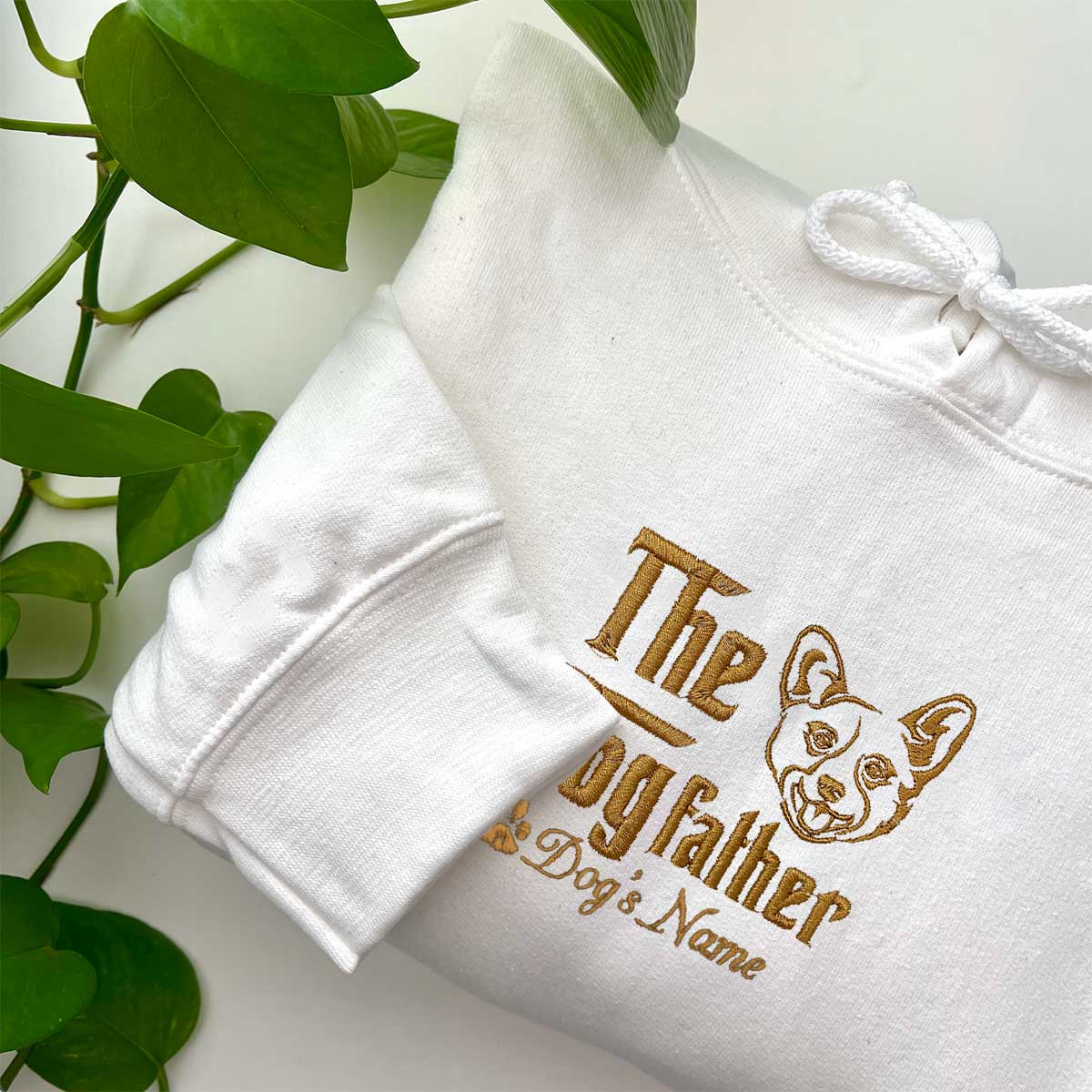 Custom Corgi Dog Embroidered Hoodie, Personalized DogFather Sweatshirt