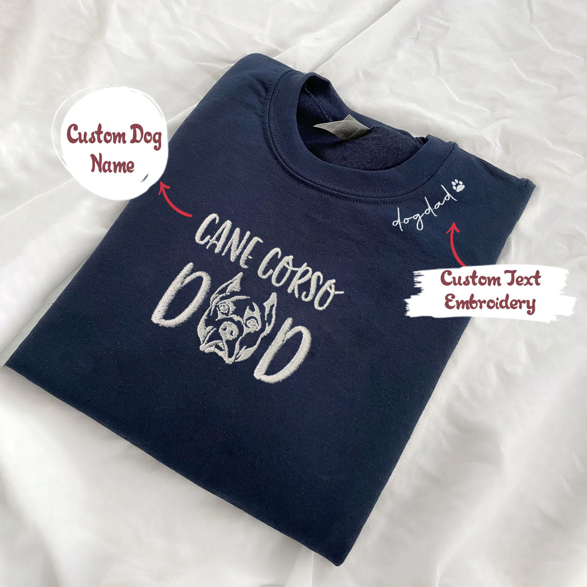 Personalized Cane Corso Dog Dad Embroidered Sweatshirt