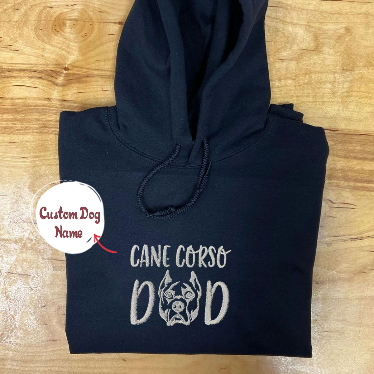 Personalized Embroidered Cane Corso Dog Dad Hoodie - Unique Gift for Dog Lovers