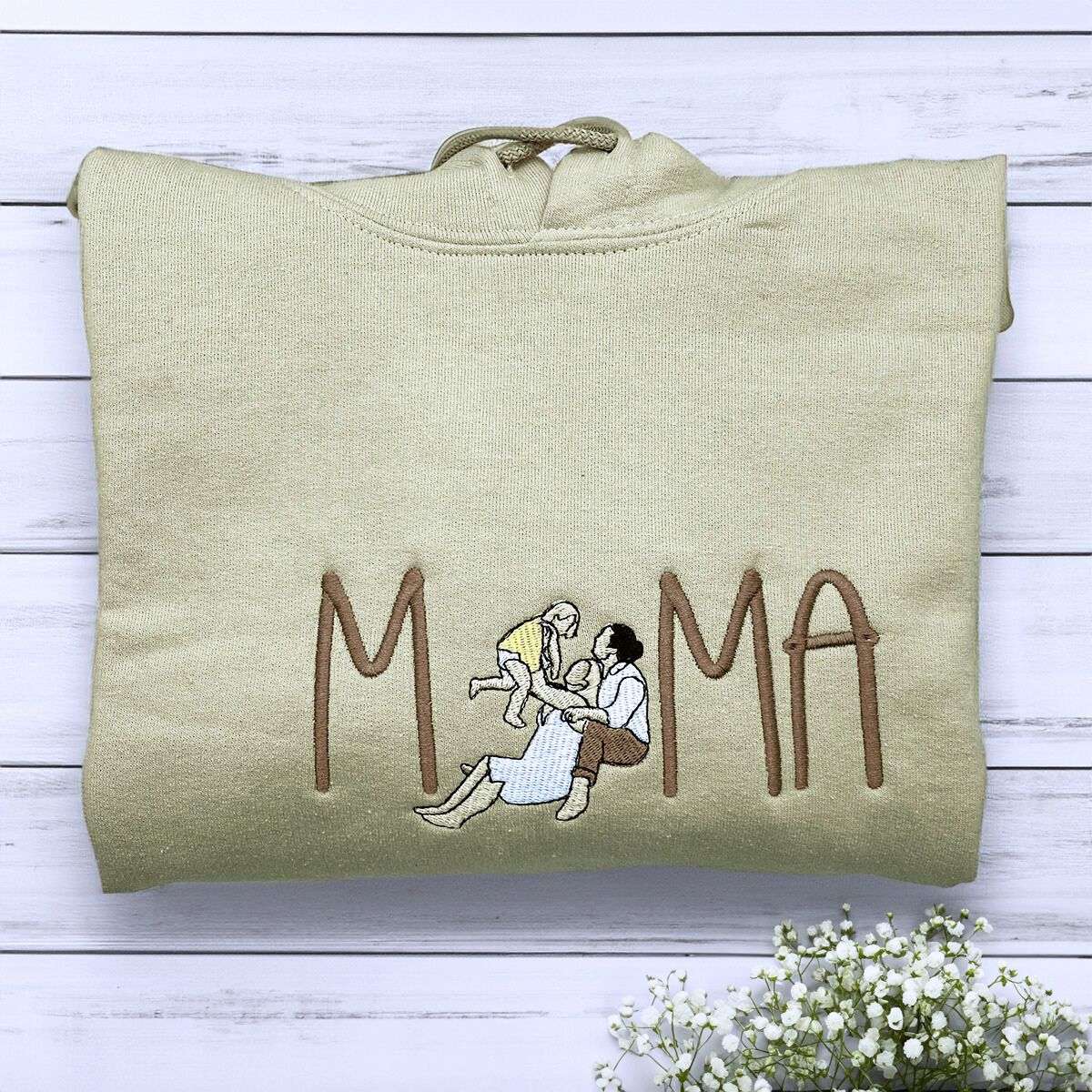 Custom Embroidered Mom Portrait Sweatshirt or Hoodie - Unique Mothers Day Gift